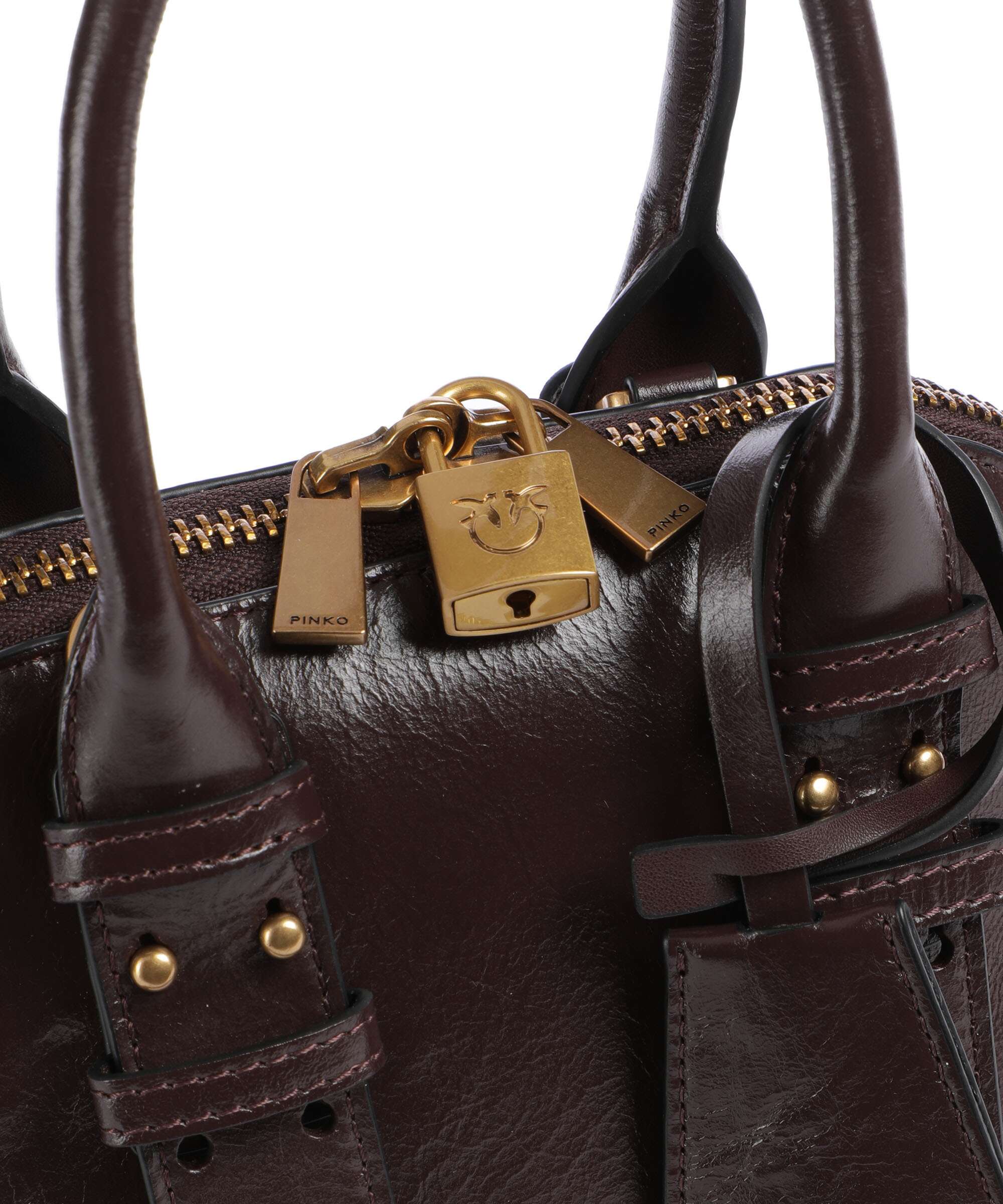Pinko Bowling Mini Handbag rosso mogano/antique gold - Image 4