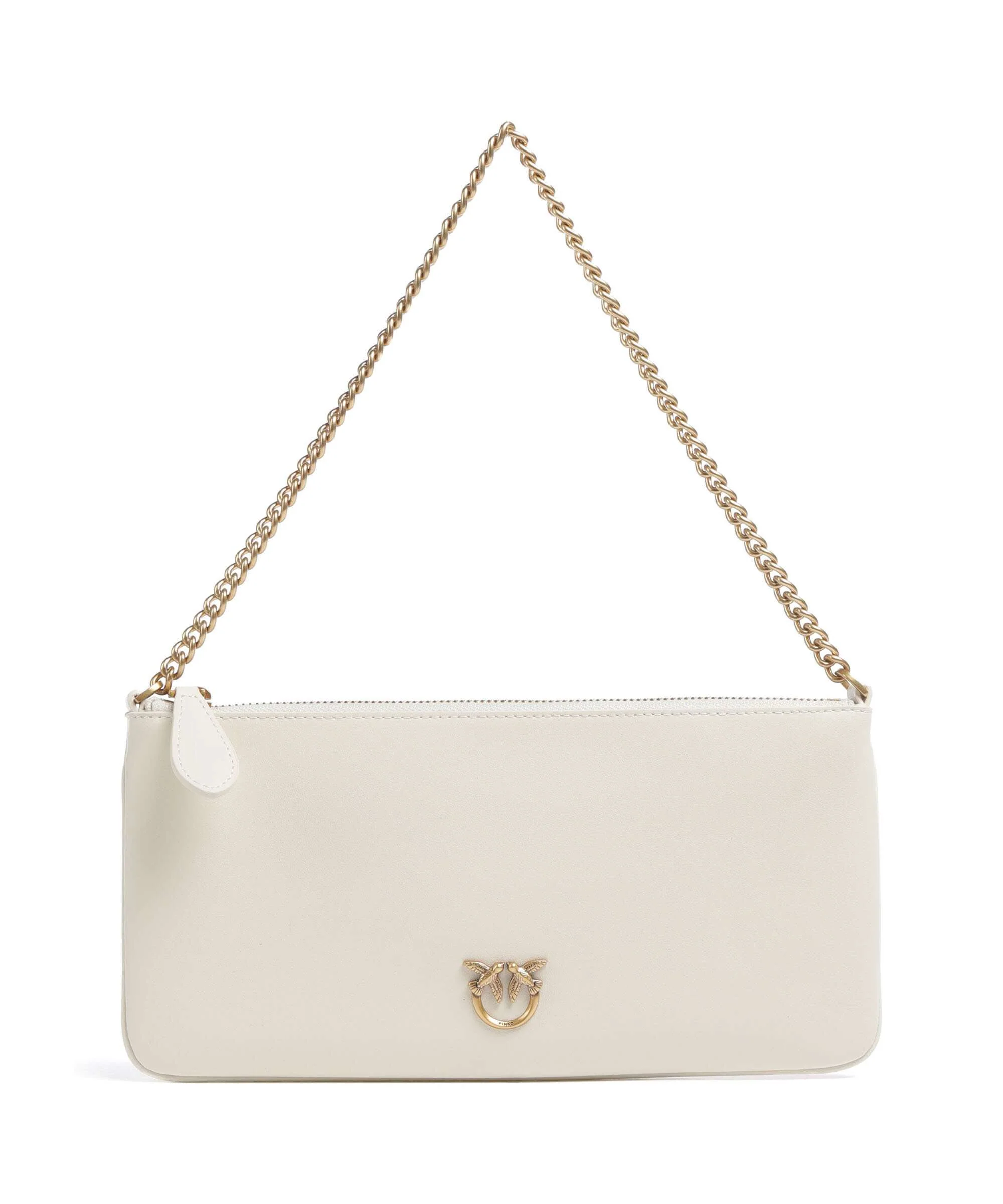 Pinko Flat Horizontal Shoulder bag bianco seta/antique gold