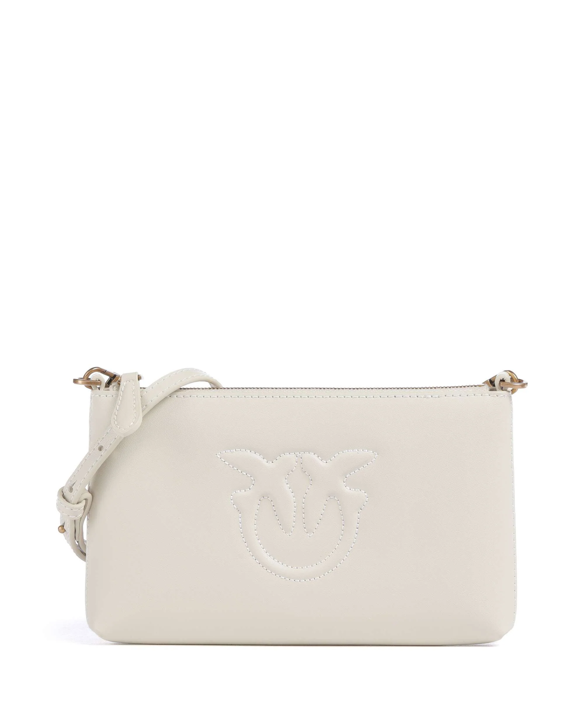 Pinko Flat Mini Crossbody bag bianco seta/antique gold