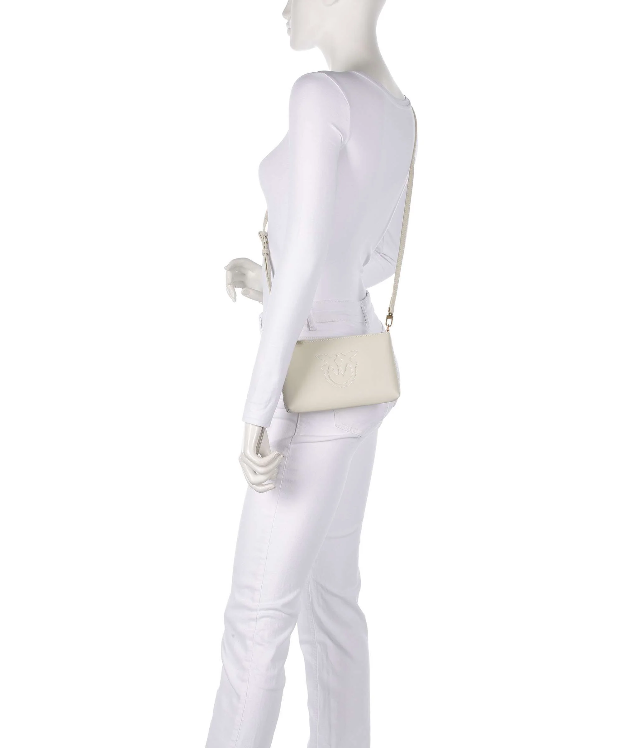 Pinko Flat Mini Crossbody bag bianco seta/antique gold - Image 3
