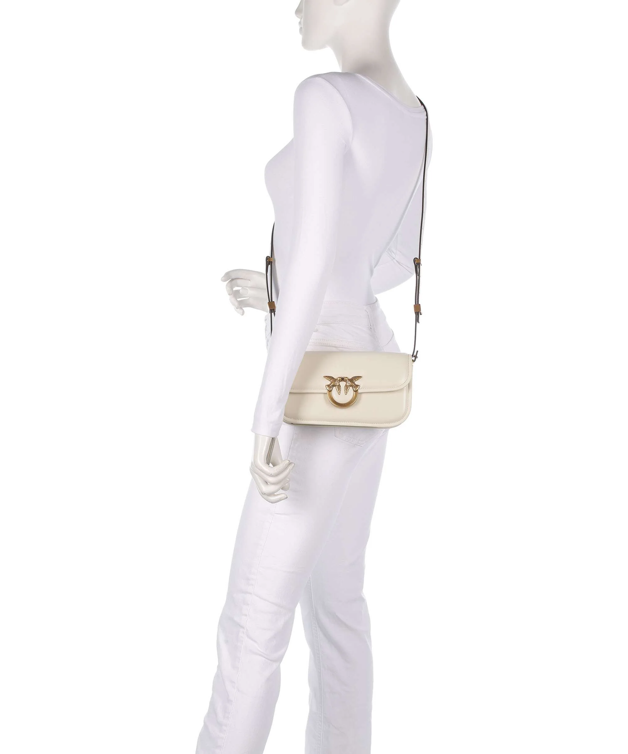 Pinko Love Box Horizontal Shoulder bag bianco seta/antique gold - Image 3