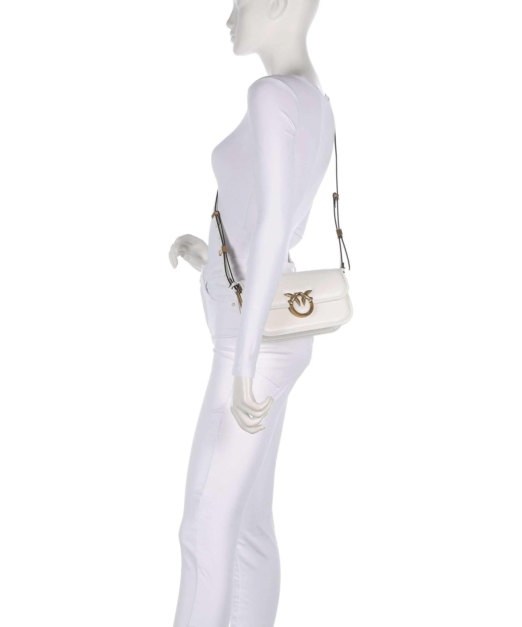 Pinko Love Box Horizontal Shoulder bag bianco nembo/antique gold - Image 3