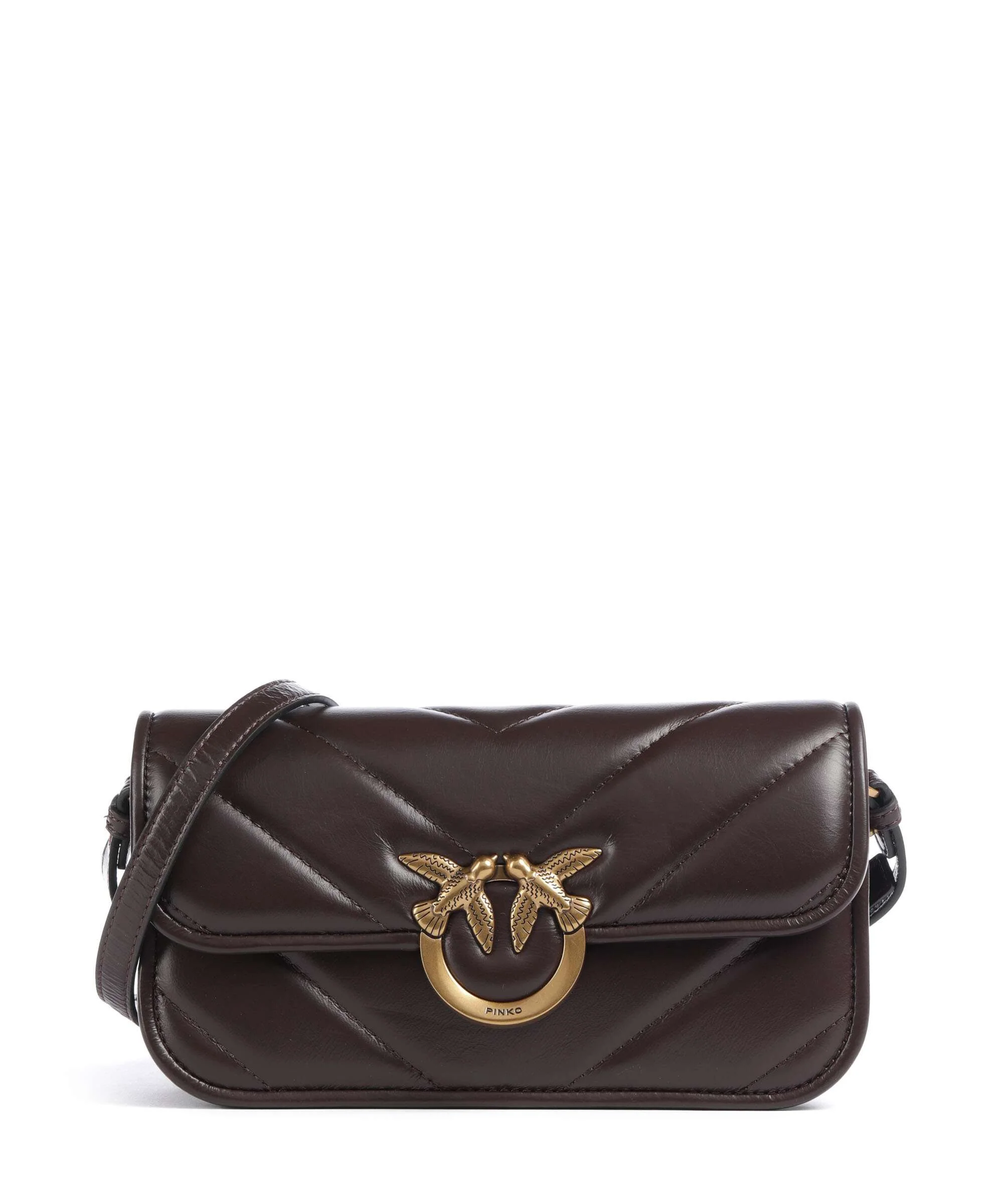 Pinko Love Box Horizontal Shoulder bag rosso mogano/antique gold