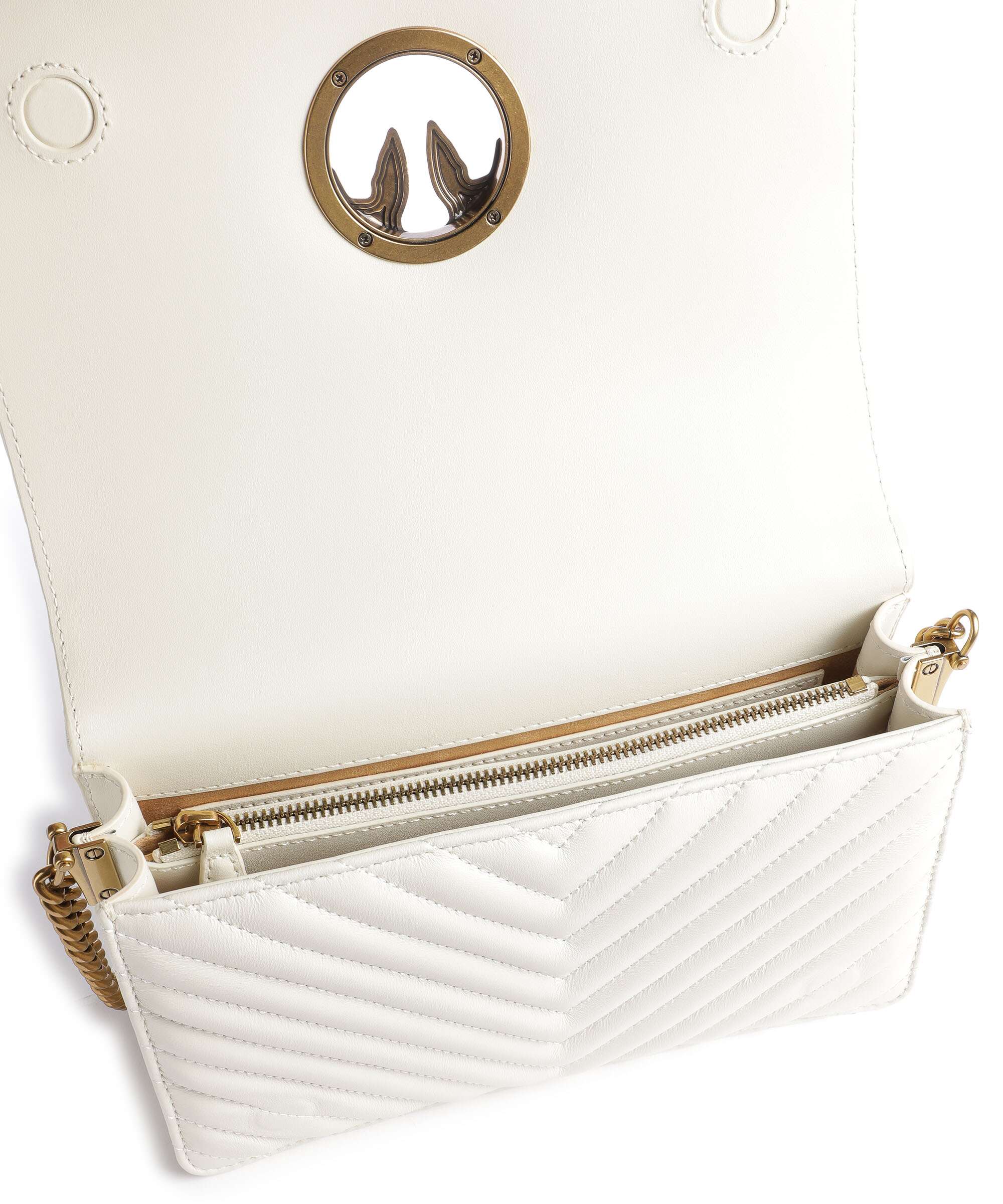 Pinko Love Click Classic Crossbody bag bianco seta/antique gold - Image 5