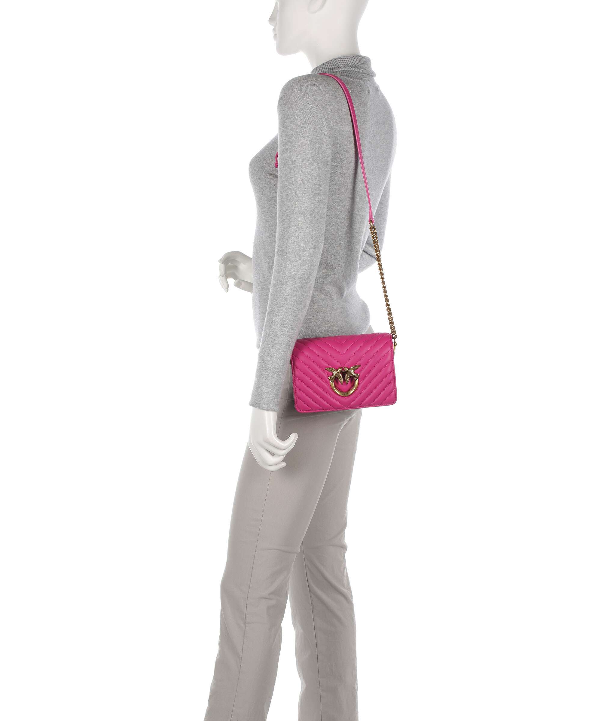 Pinko Love Click Mini Crossbody bag pink pinko/antique gold - Image 3