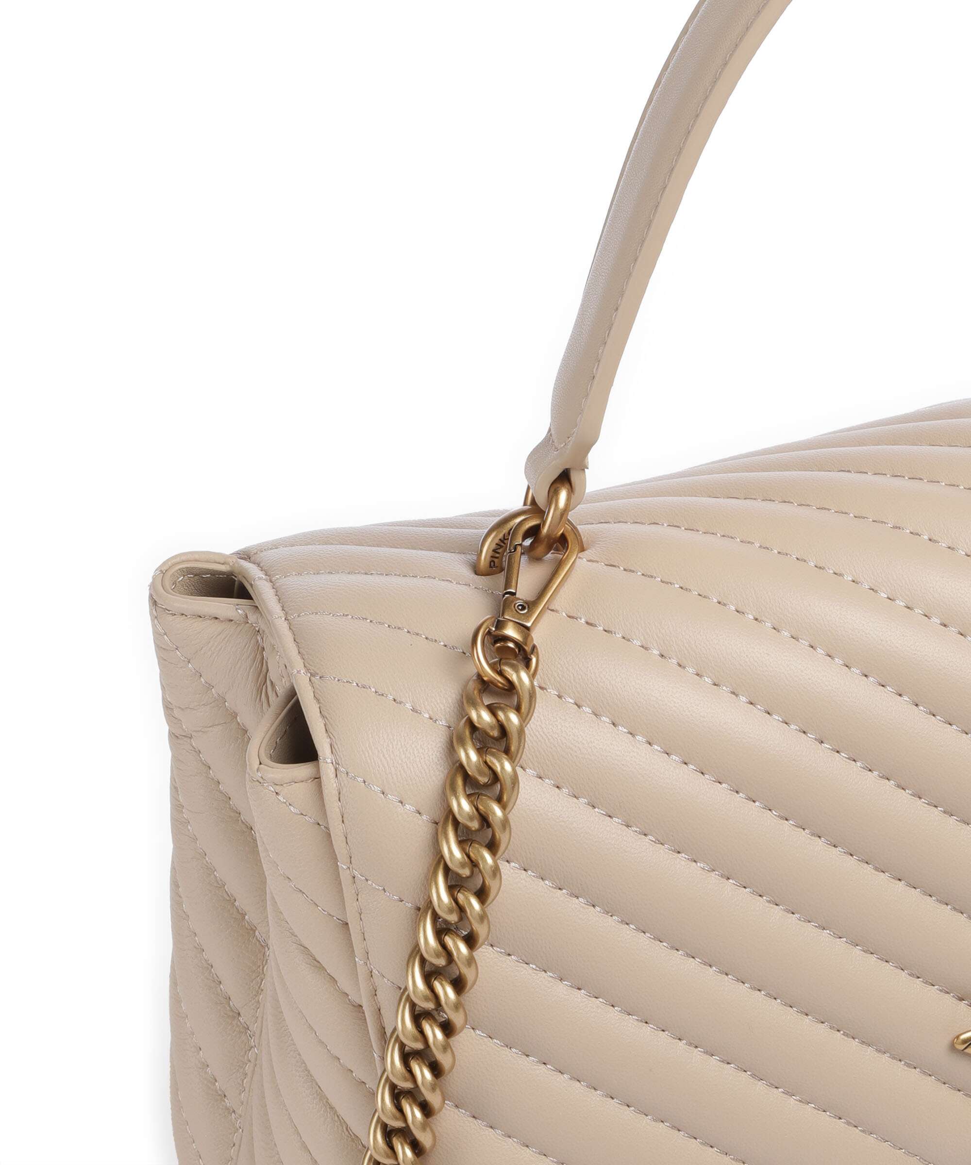 Pinko Love Lady Puff Big Handbag beige/grigio fumo/antique gold - Image 4