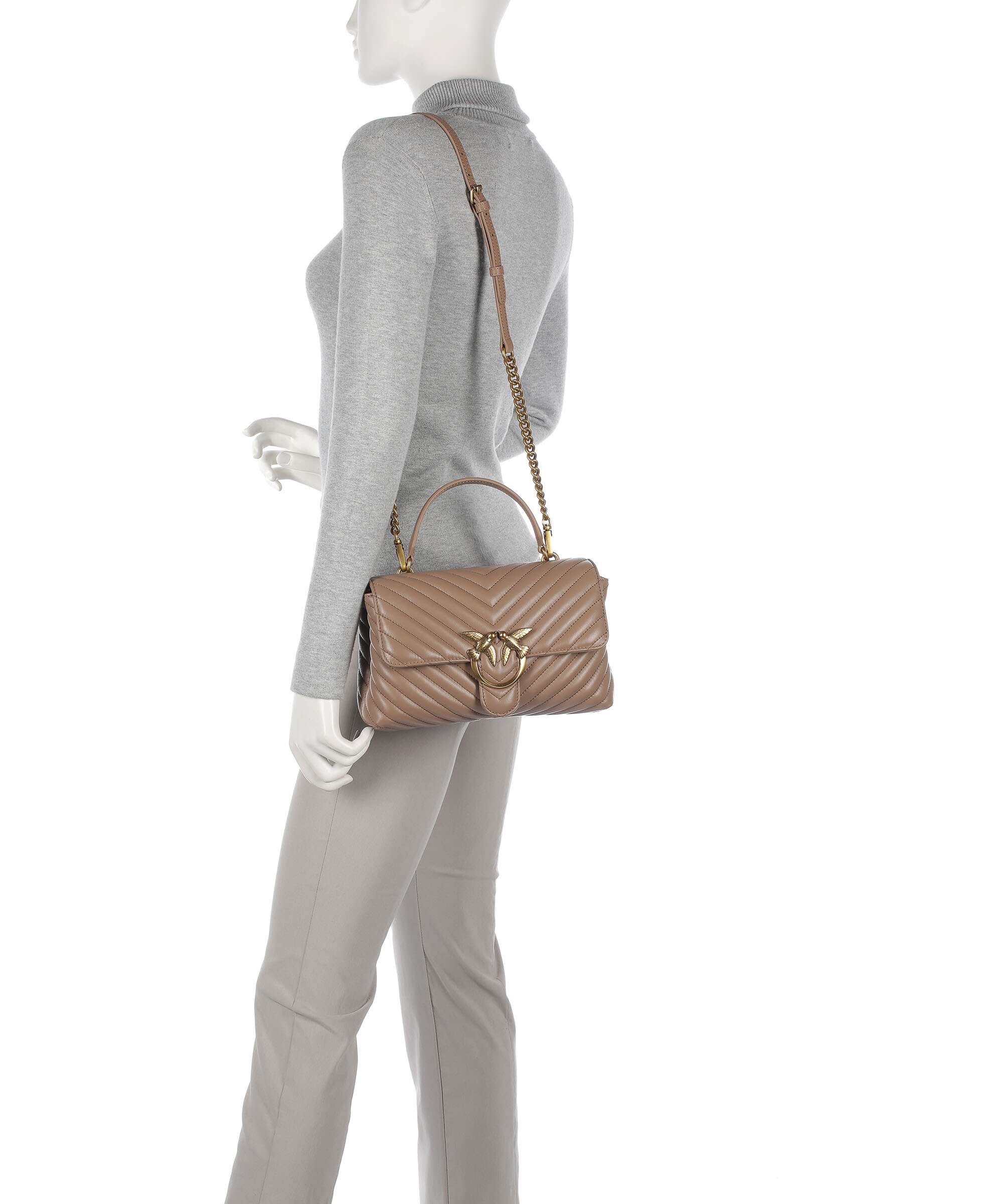 Pinko Love Lady Puff Classic Handbag biscotto zenzero/antique gold - Image 3