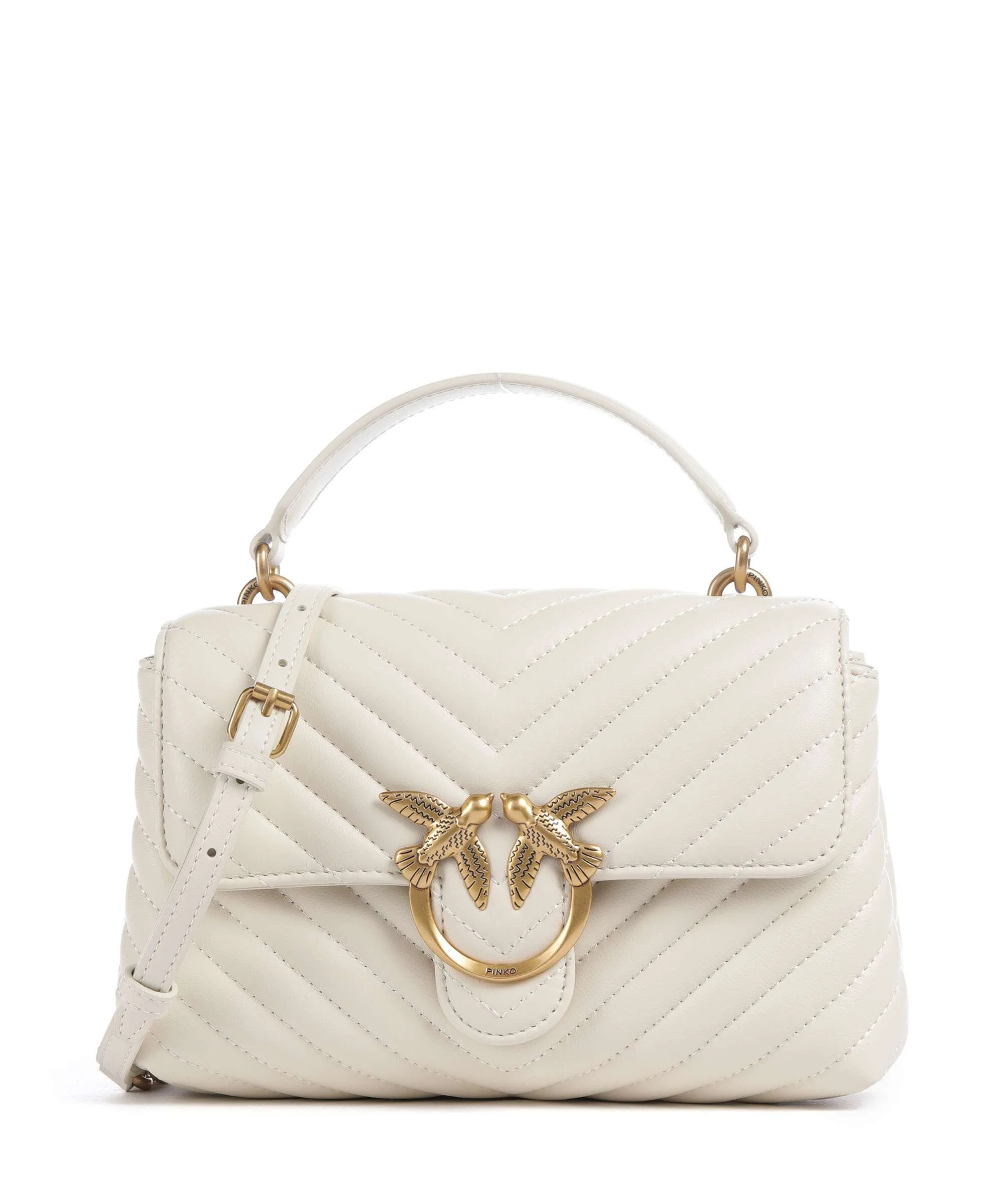 Pinko Love Lady Puff Mini Handbag bianco seta/antique gold
