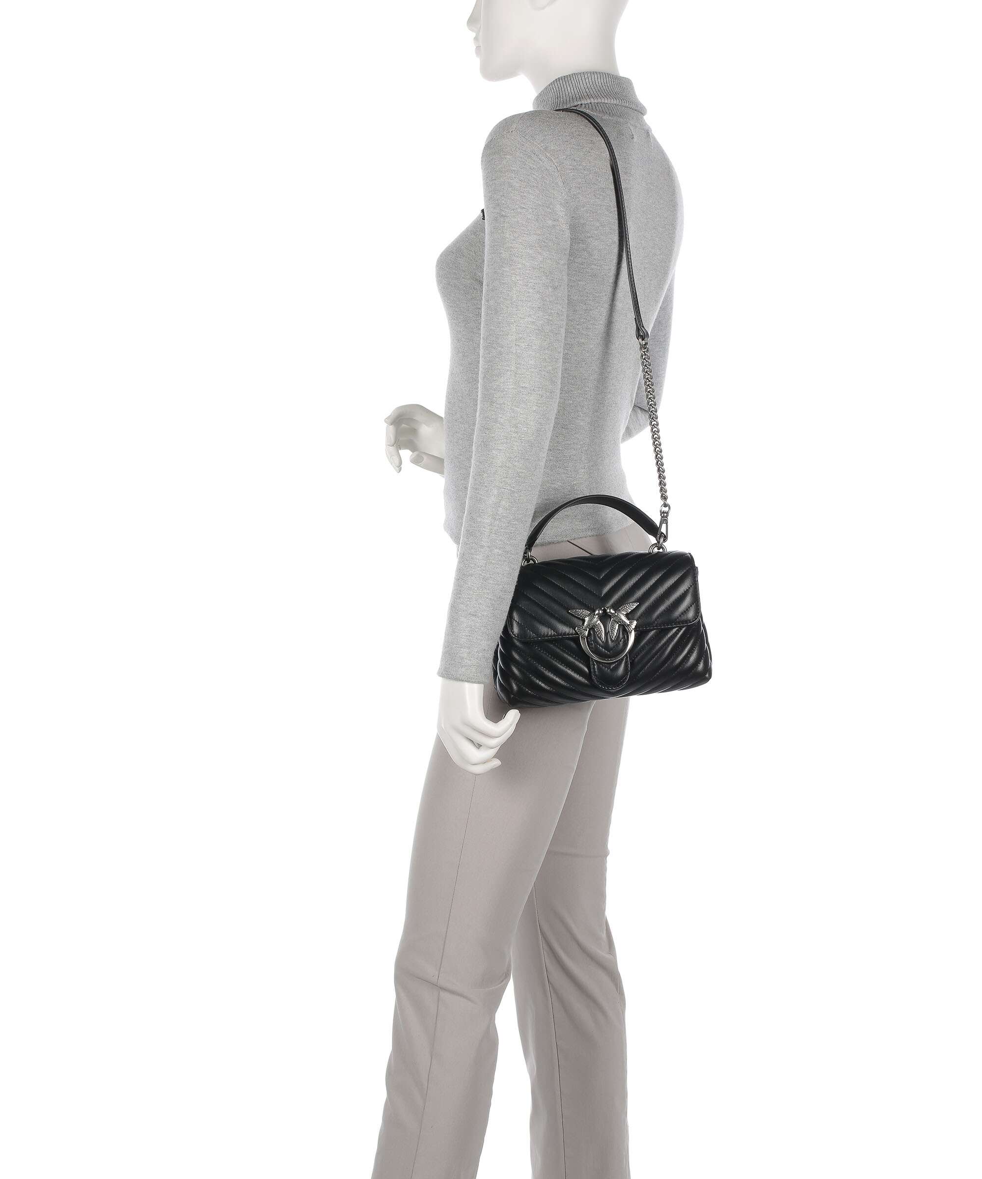 Pinko Love Lady Puff Mini Handbag nero/old silver - Image 3