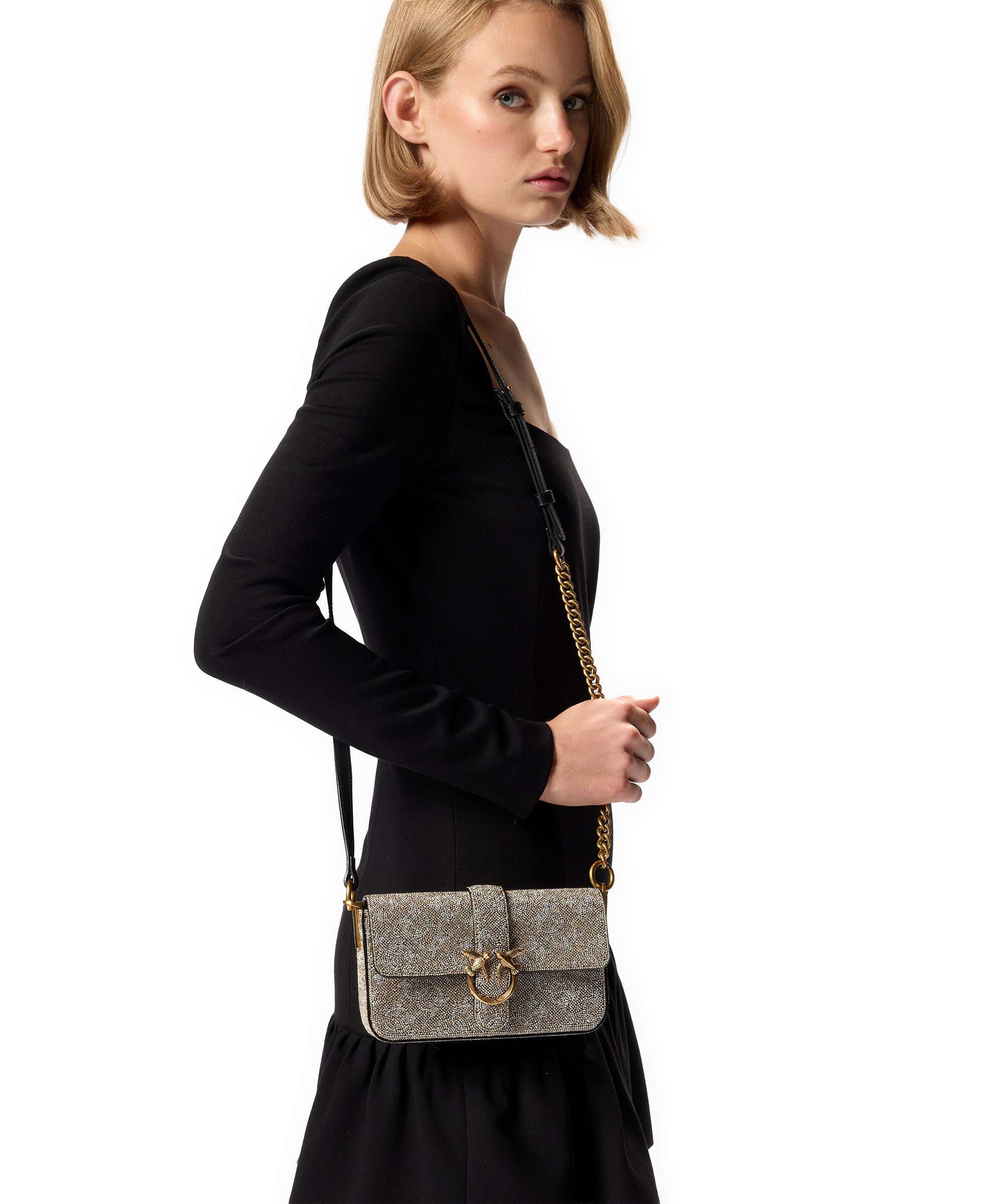 Pinko Love One Baby Slouchy Crossbody bag oro/antique gold - Image 4