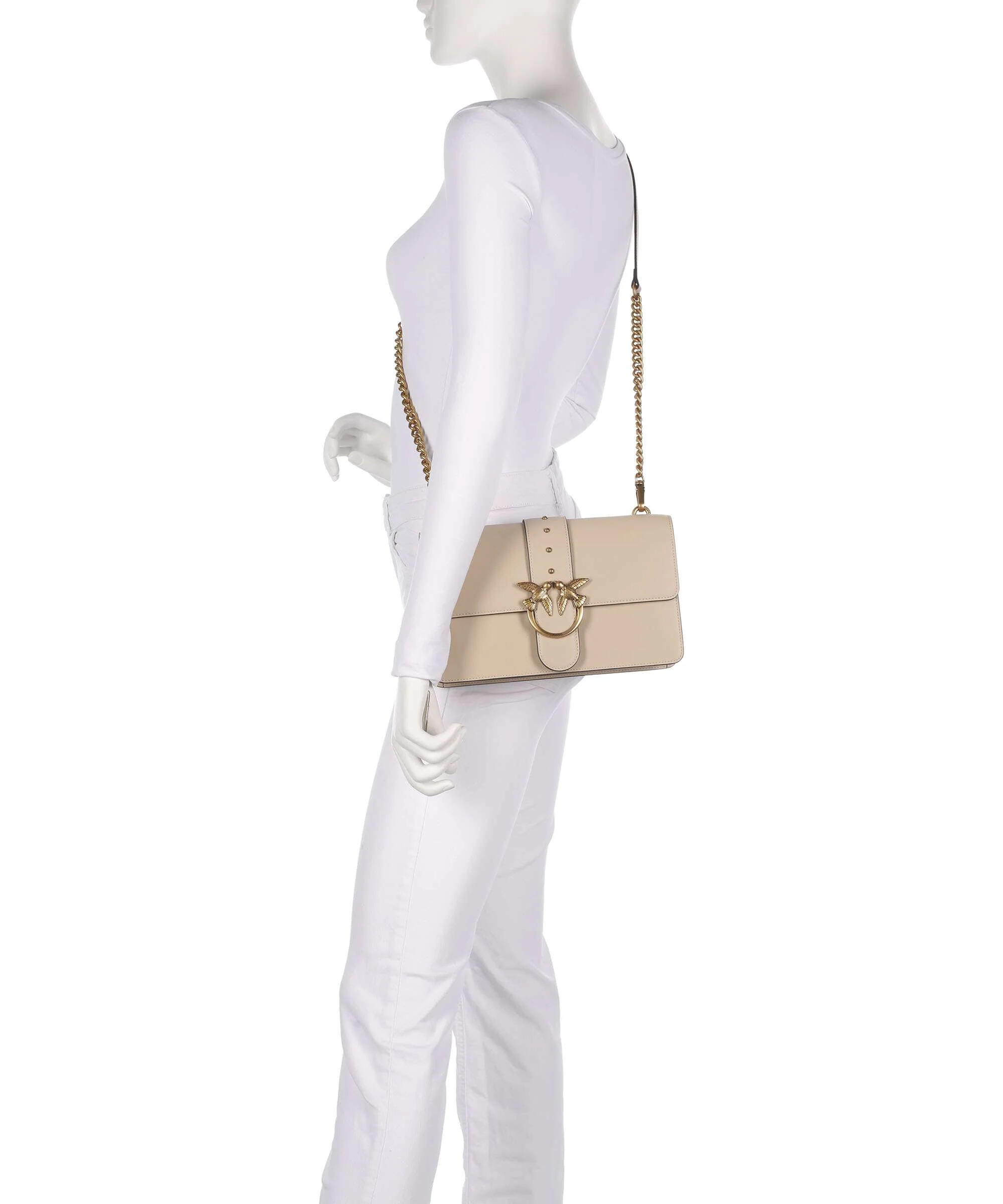 Pinko Love One Classic Crossbody bag beige/grigio fumo/antique gold - Image 3