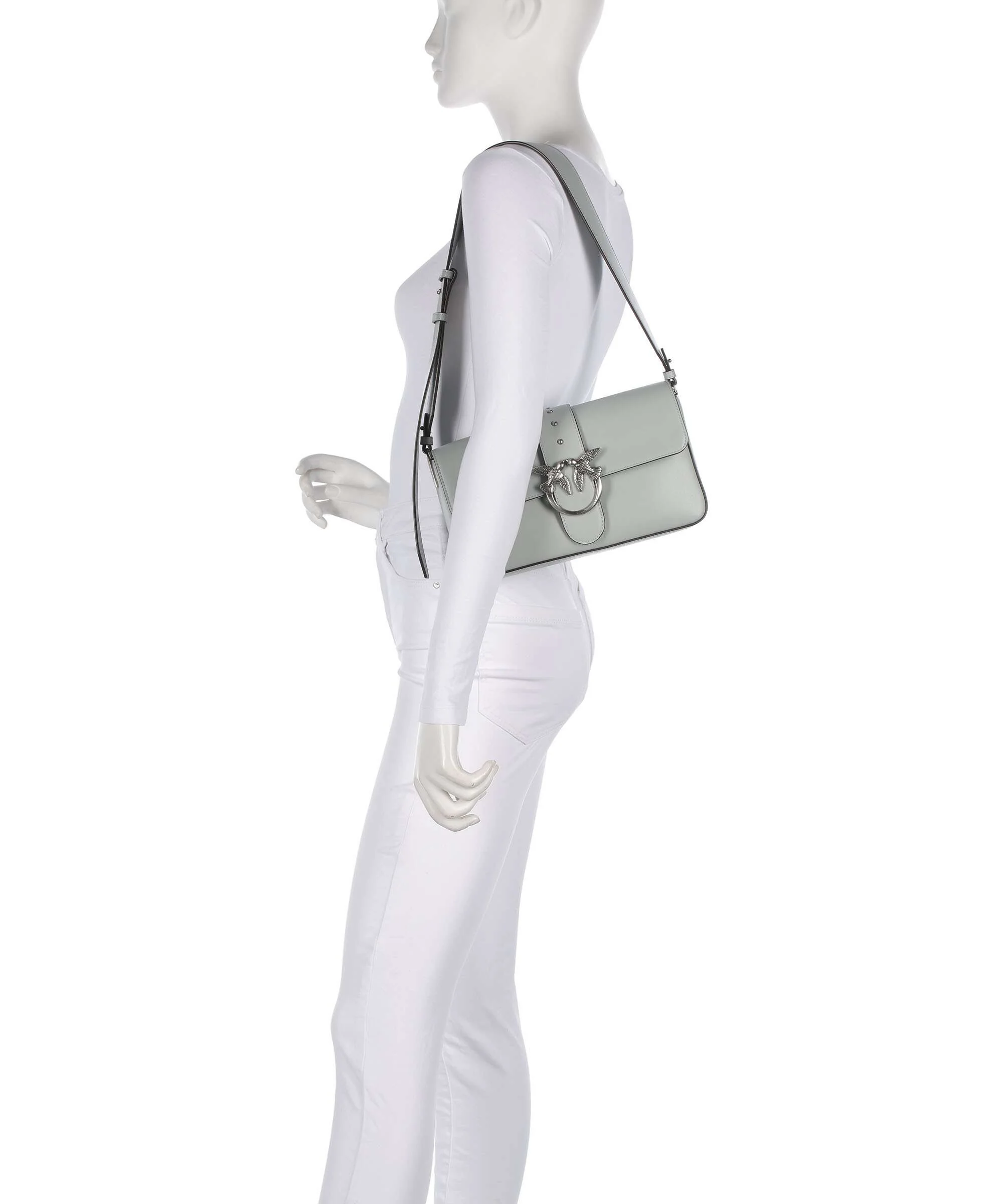 Pinko Love One Classic Slouchy Shoulder bag grigio perla/old silver - Image 3