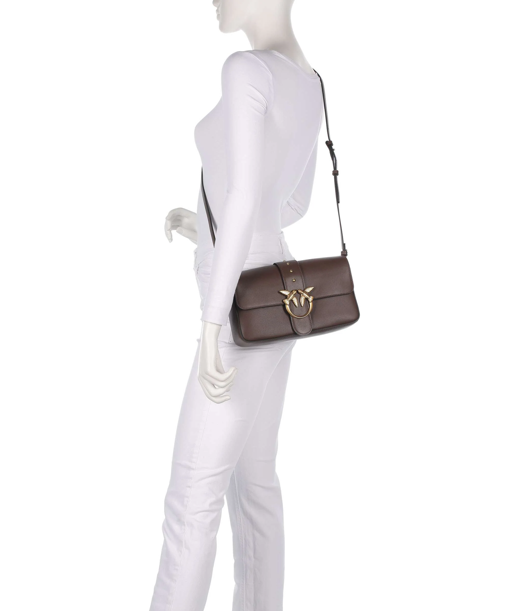 Pinko Love One Classic Slouchy Shoulder bag marrone castano/antique gold - Image 4