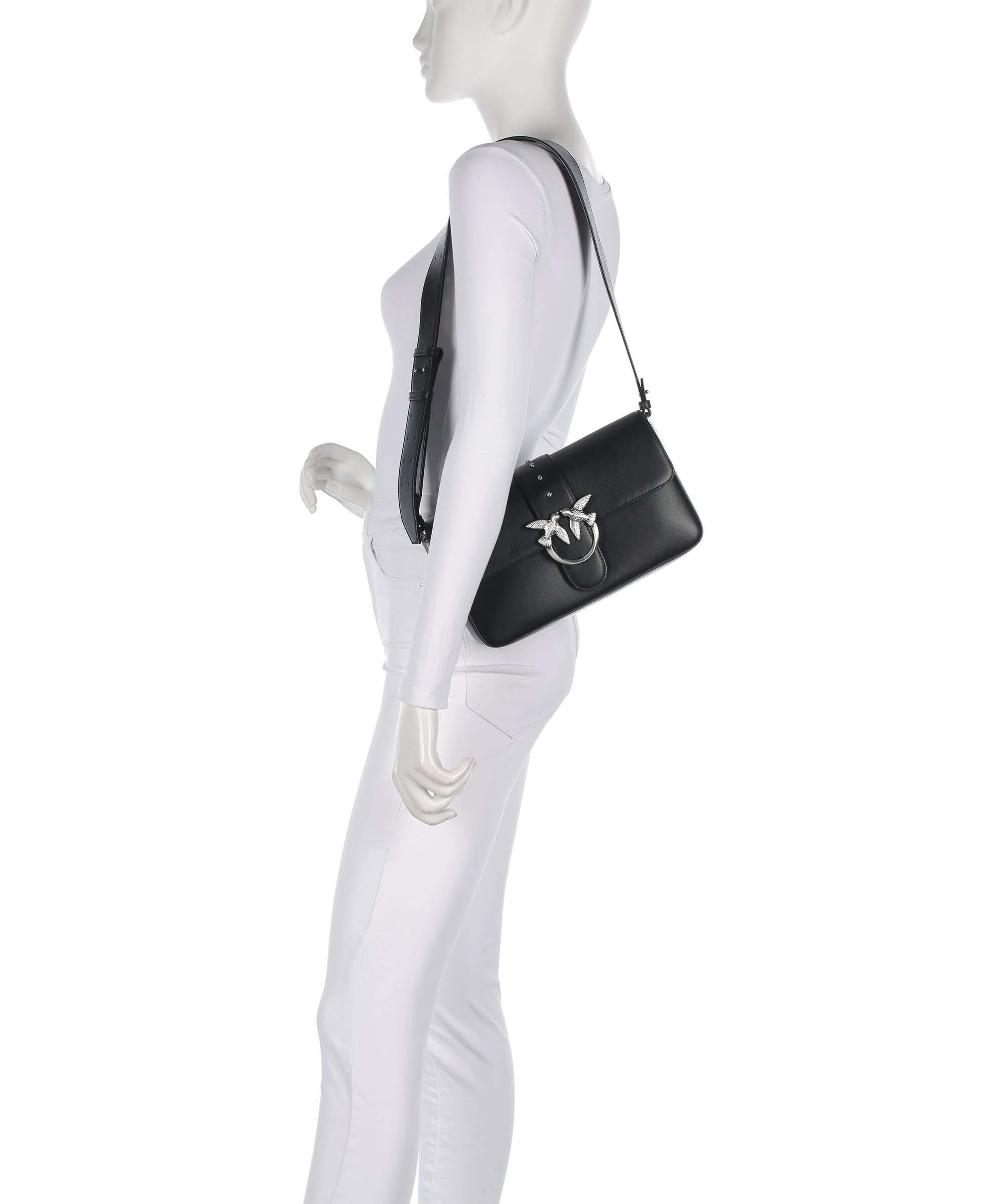 Pinko Love One Classic Slouchy Shoulder bag nero limousine/matt silver - Image 3