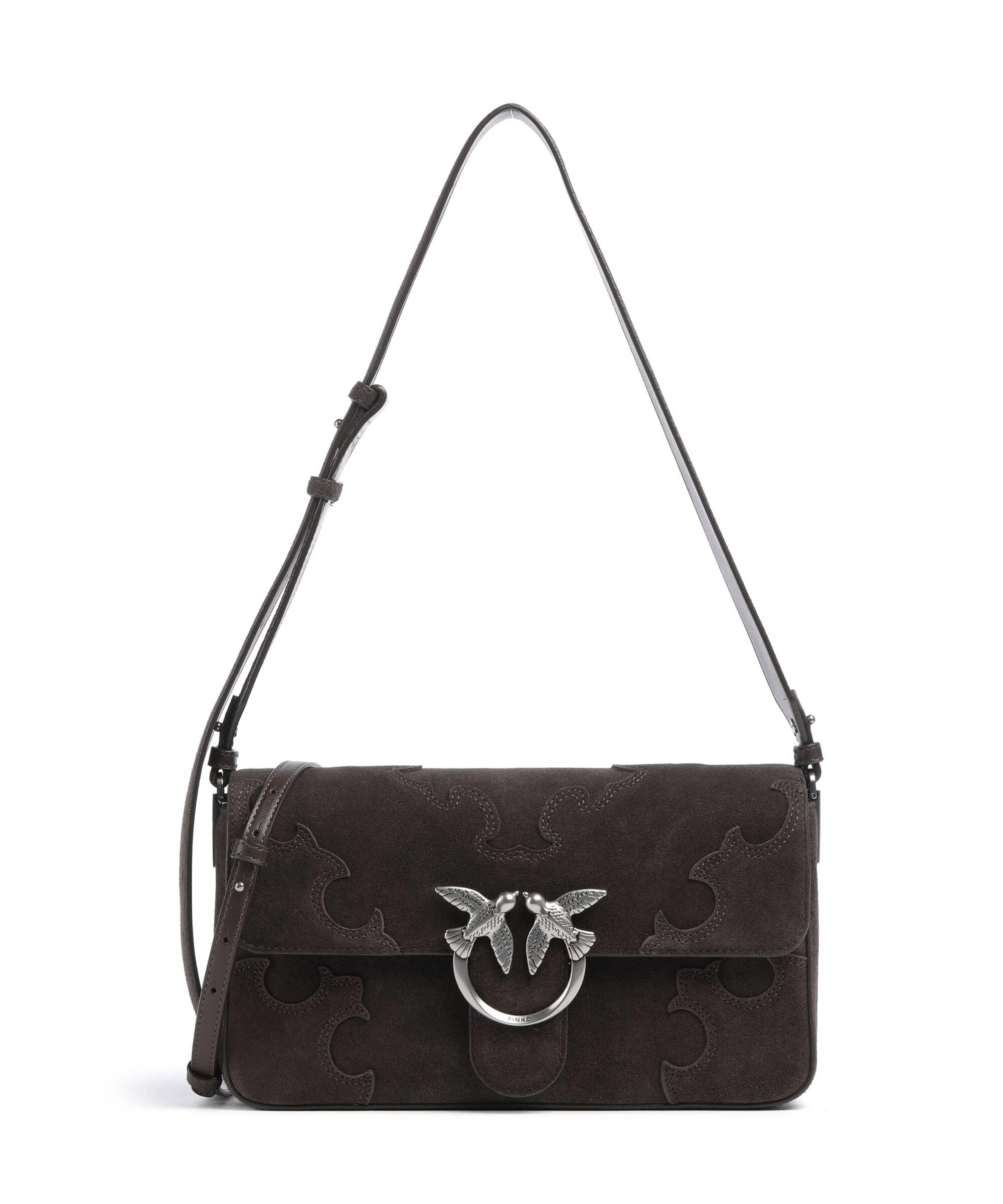 Pinko Love One Classic Slouchy Shoulder bag marrone/chicco di caffe/old silver