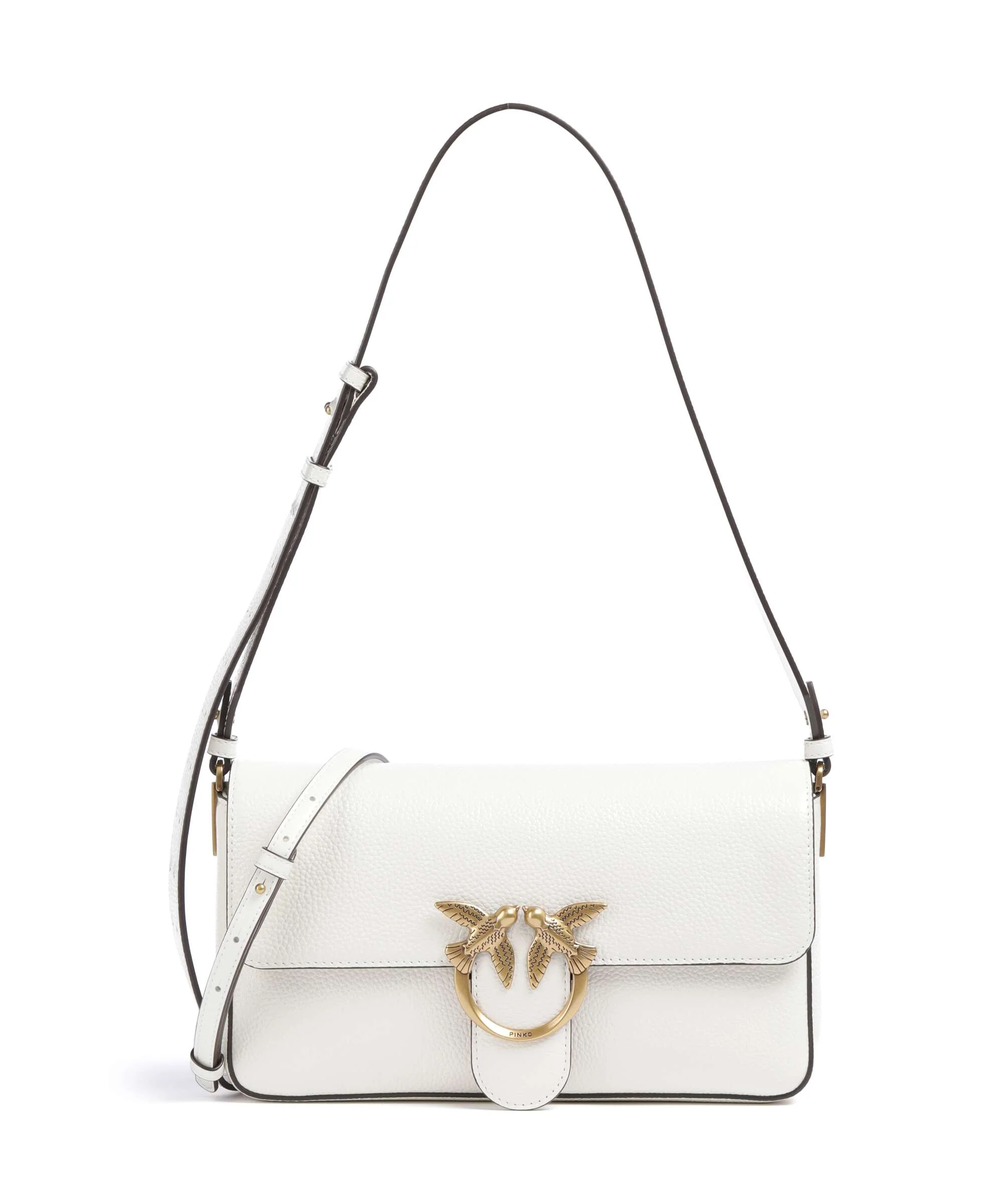 Pinko Love One Classic Slouchy Shoulder bag bianco nembo/antique gold