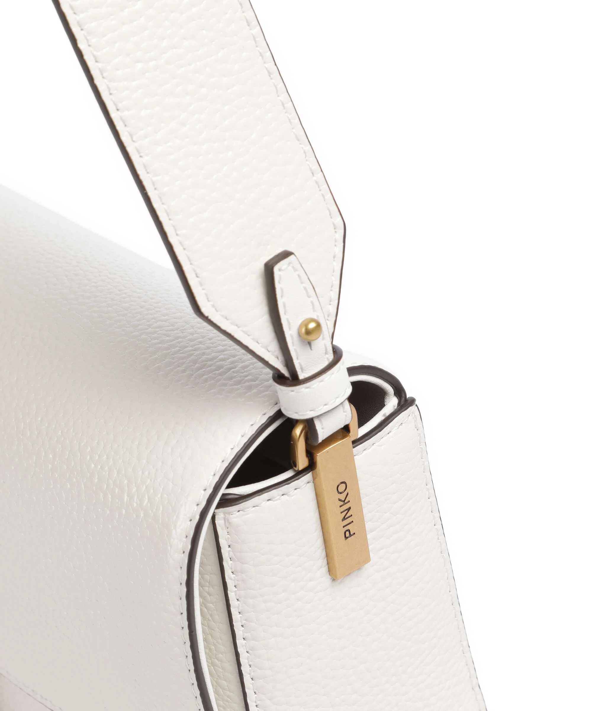 Pinko Love One Classic Slouchy Shoulder bag bianco nembo/antique gold - Image 4