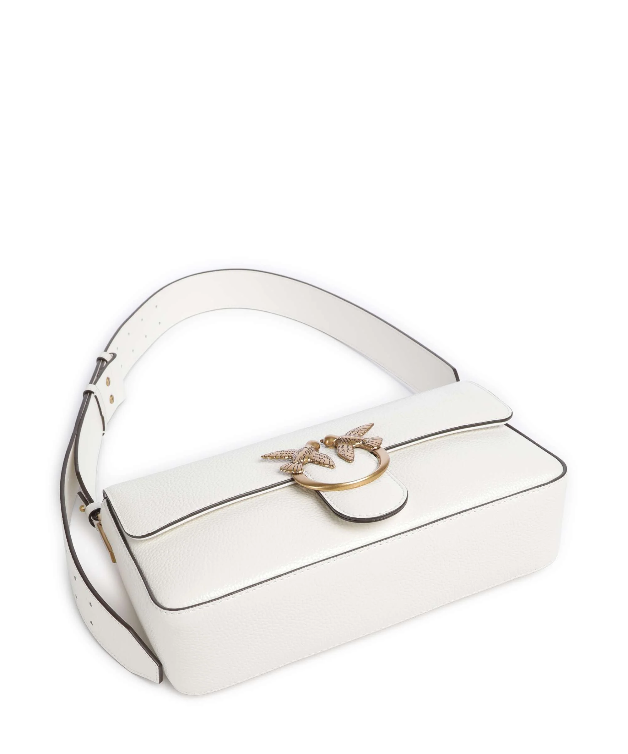 Pinko Love One Classic Slouchy Shoulder bag bianco nembo/antique gold - Image 5