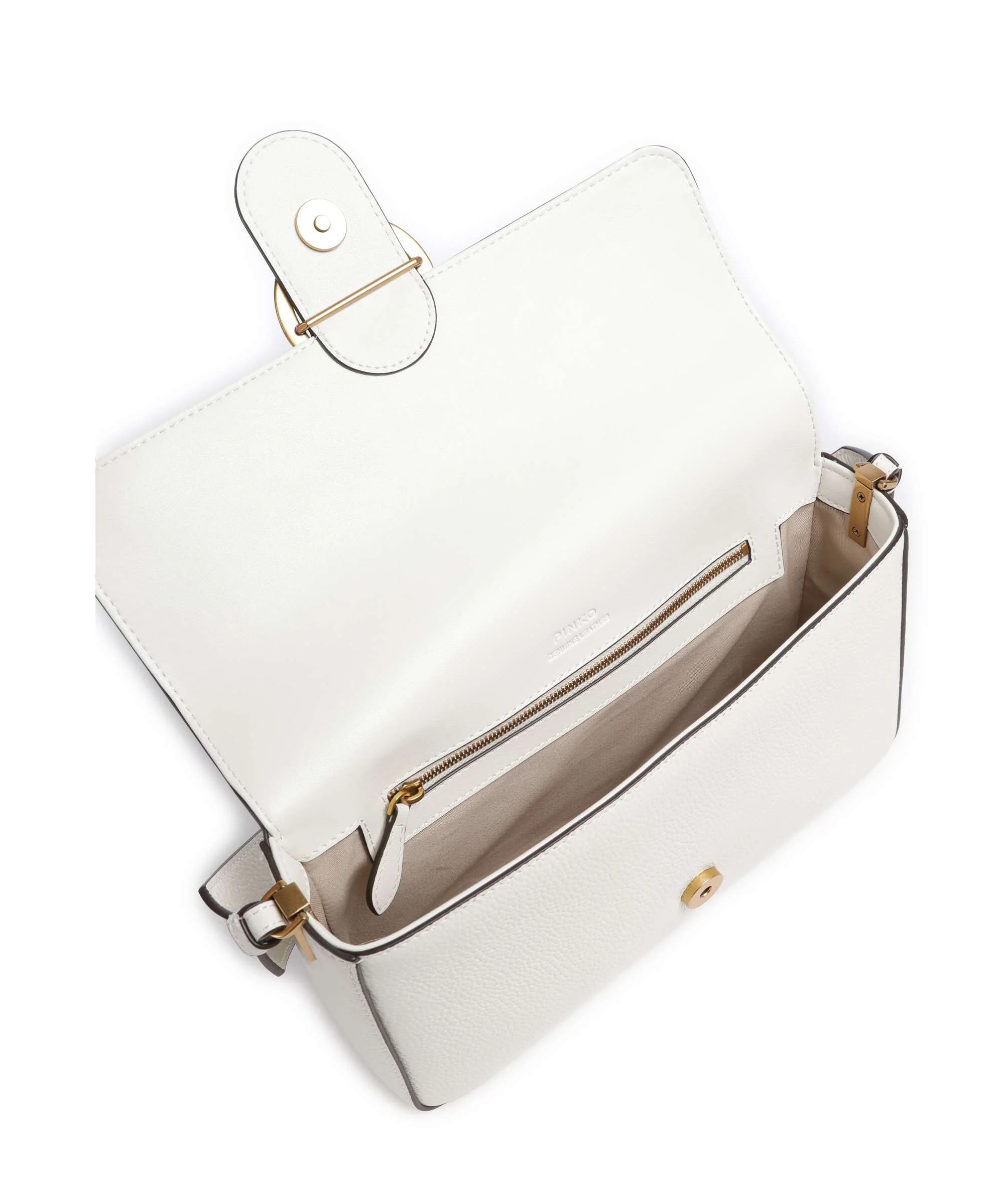 Pinko Love One Classic Slouchy Shoulder bag bianco nembo/antique gold - Image 6
