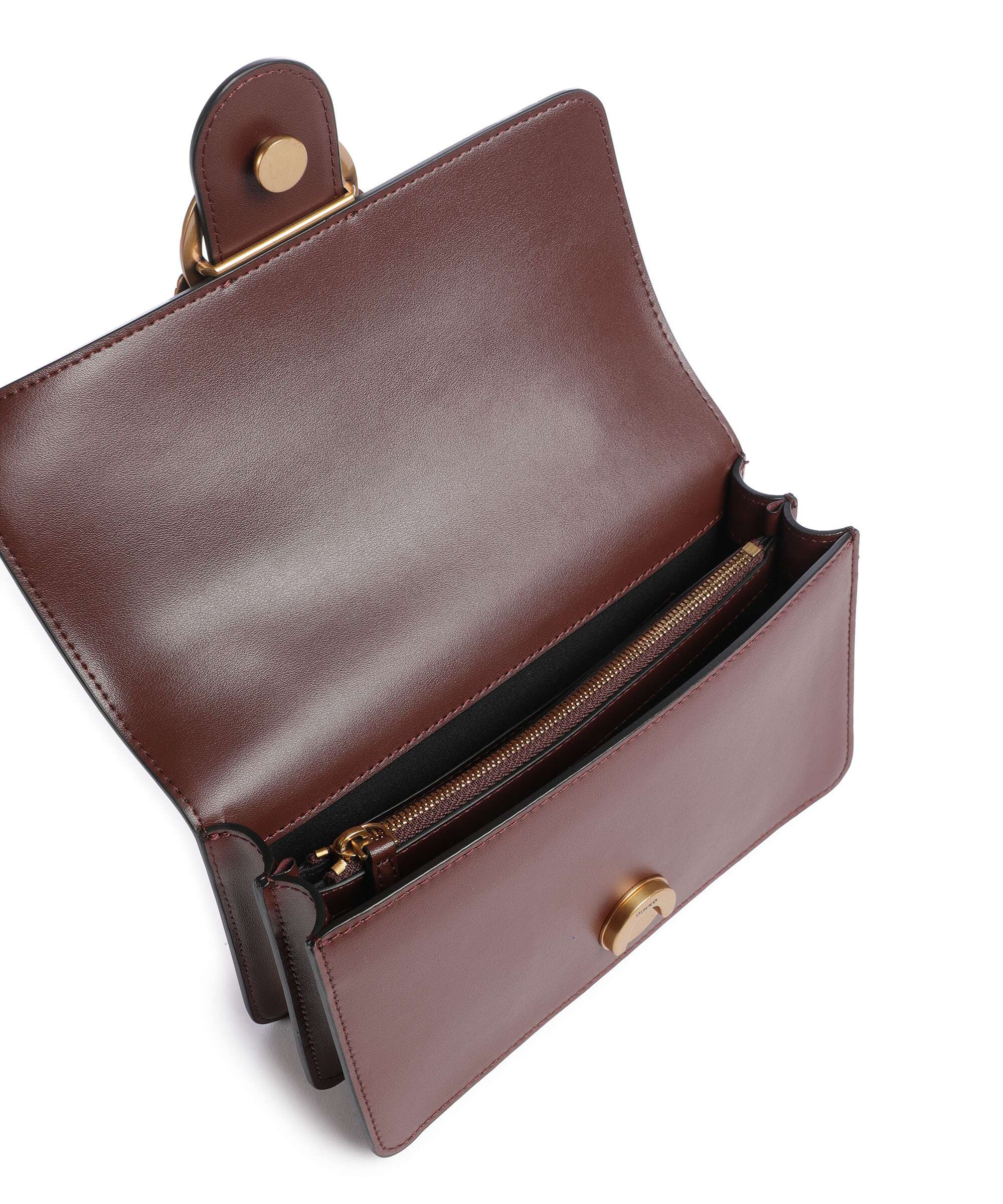 Pinko Love One Mini Crossbody bag burgundy wine/antique gold - Image 6