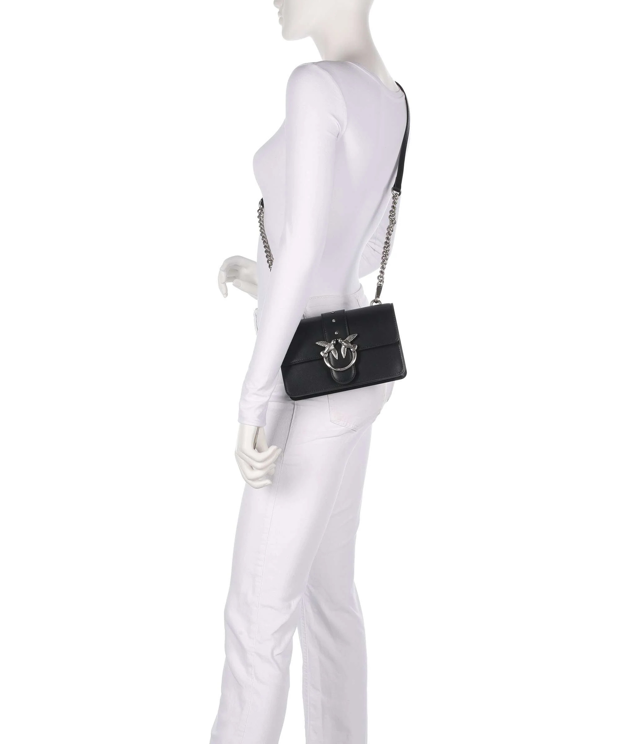 Pinko Love One Mini Crossbody bag nero/old silver - Image 3
