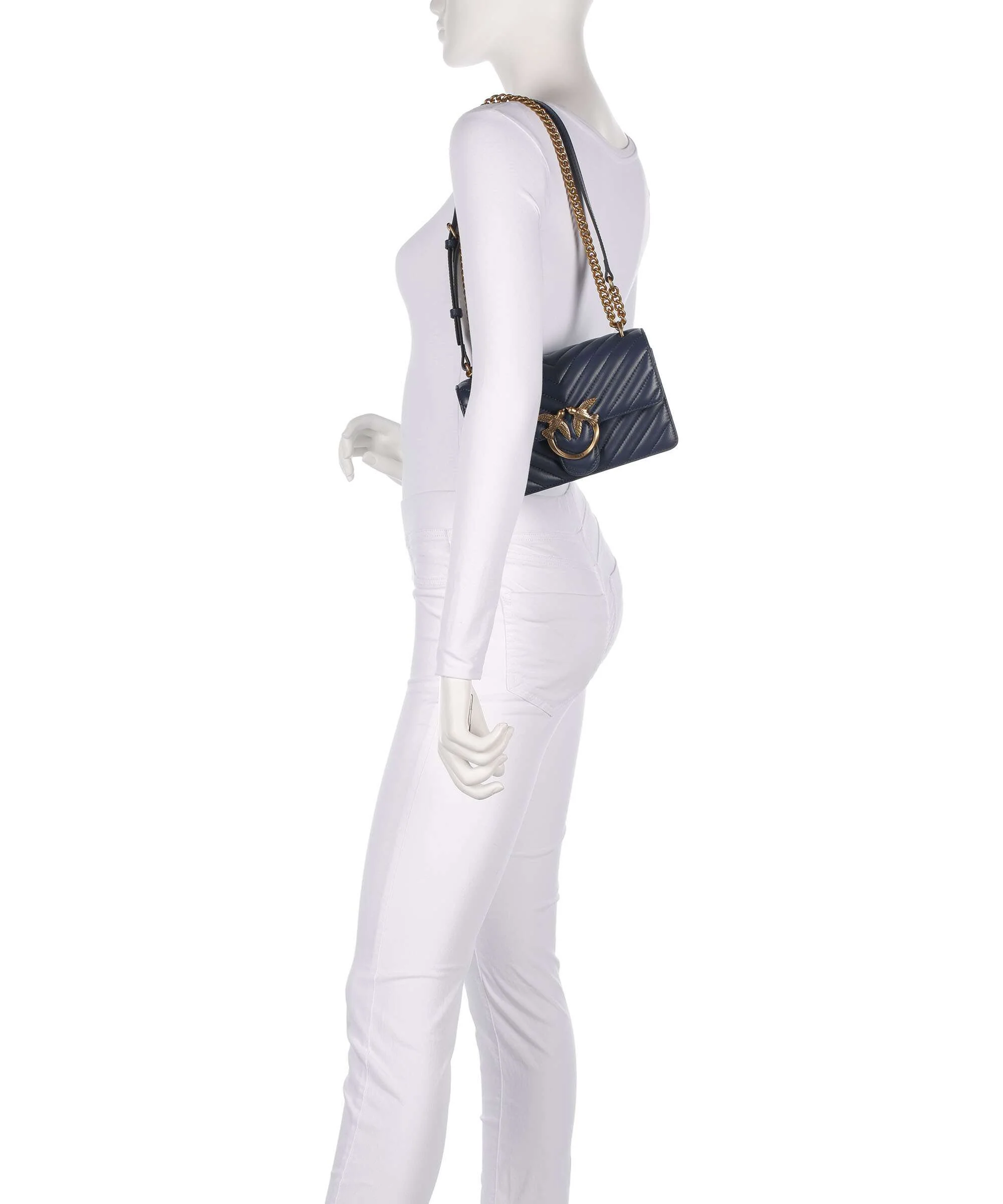 Pinko Love One Mini Shoulder bag blu indaco ombroso/antique gold - Image 4