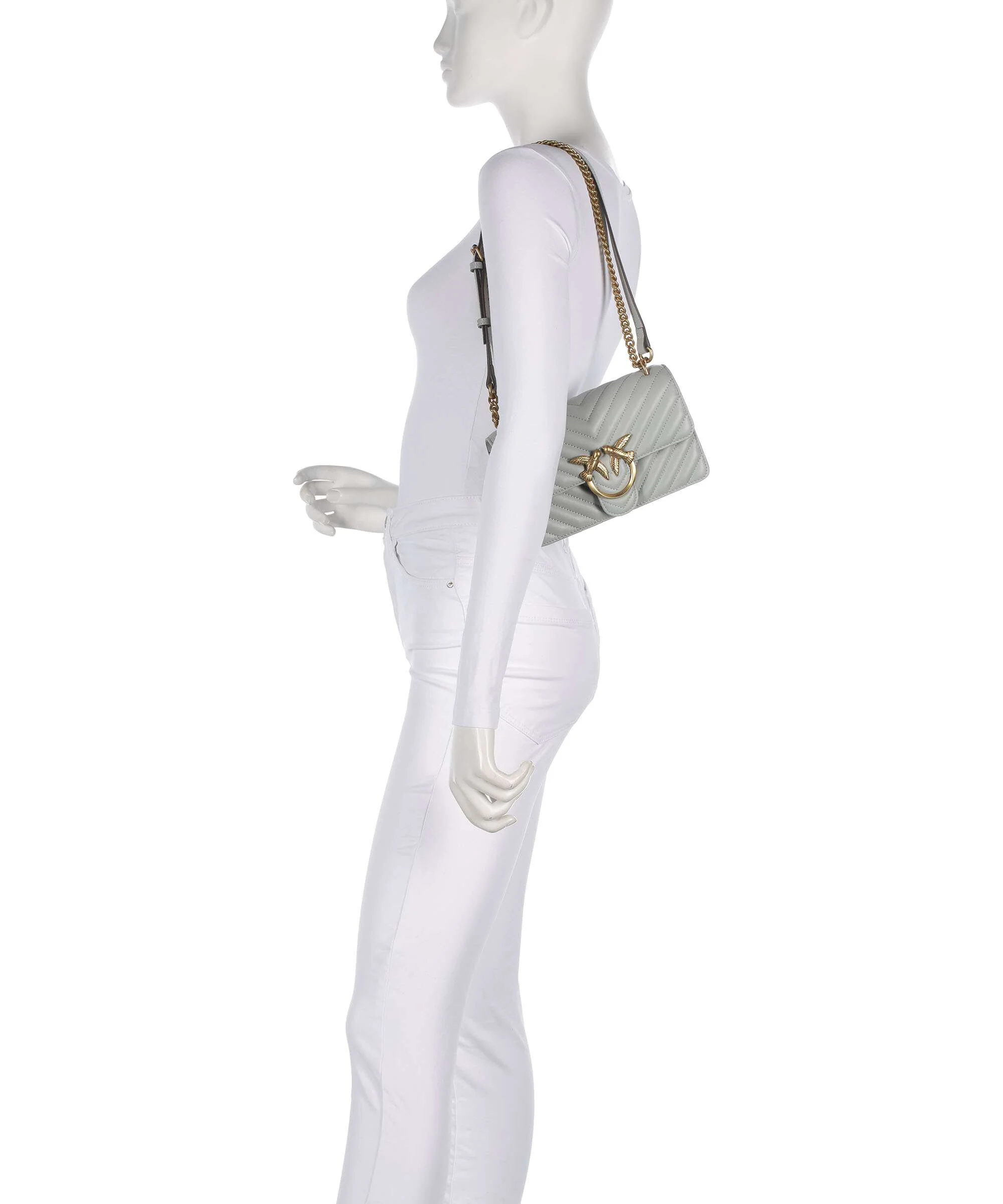 Pinko Love One Mini Shoulder bag grigio perla/antique gold - Image 4