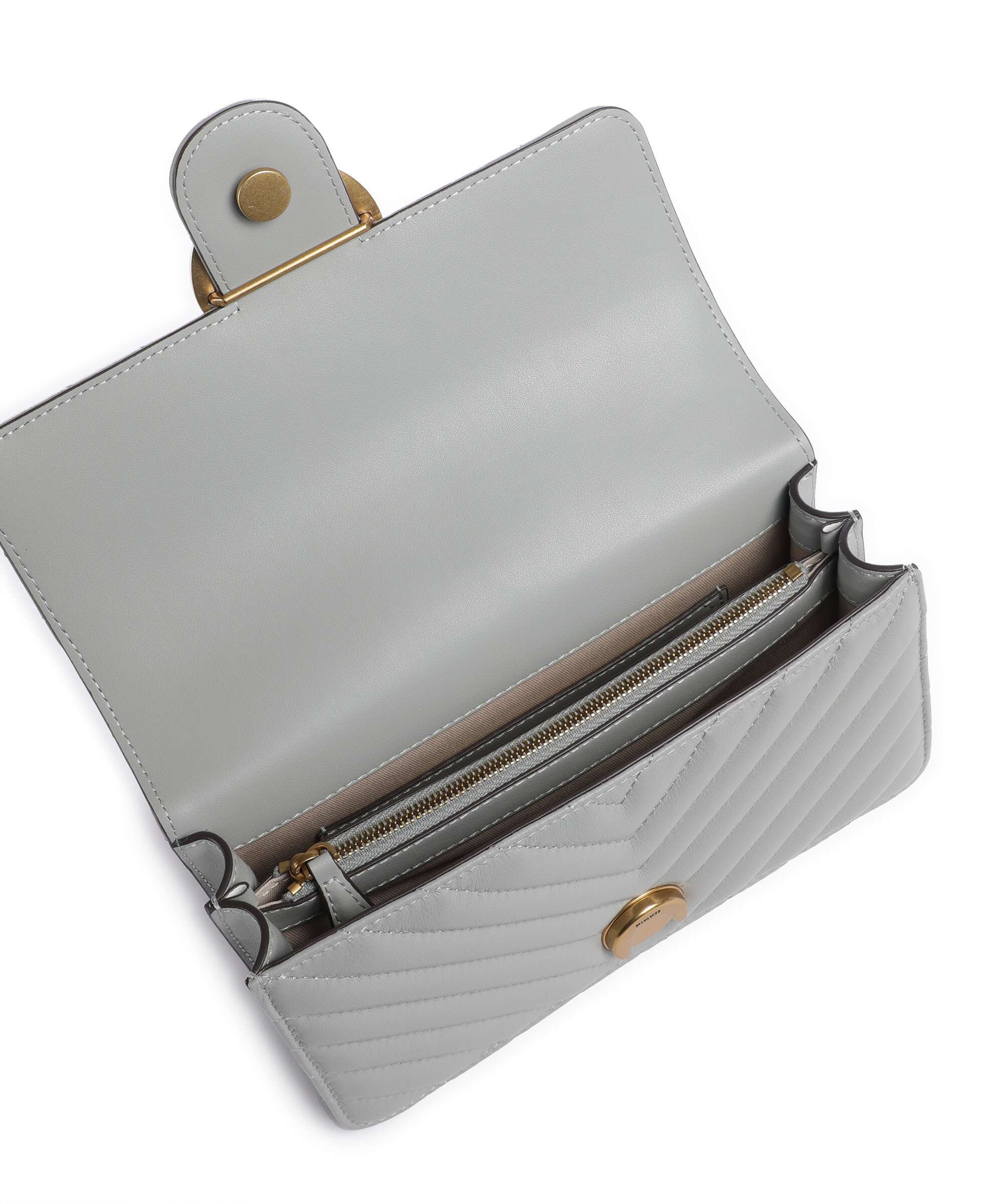 Pinko Love One Mini Shoulder bag grigio perla/antique gold - Image 7