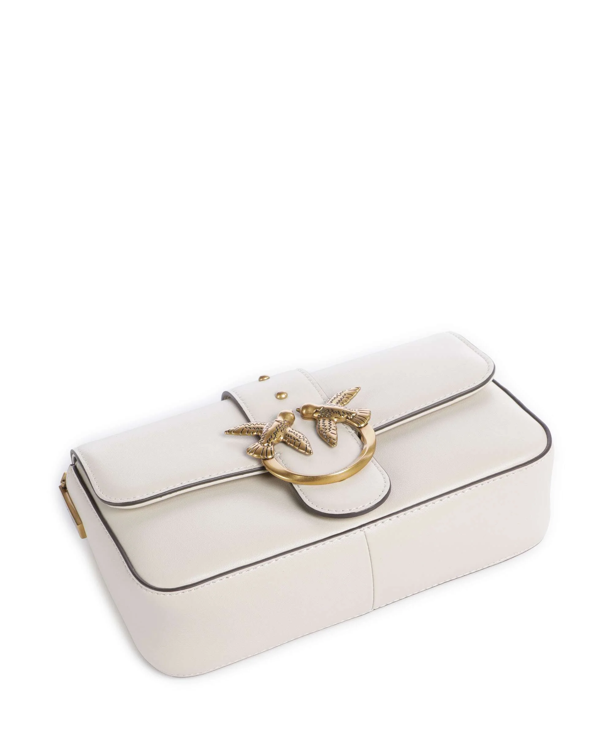 Pinko Love One Mini Slouchy Charms Crossbody bag bianco seta/antique gold - Image 6
