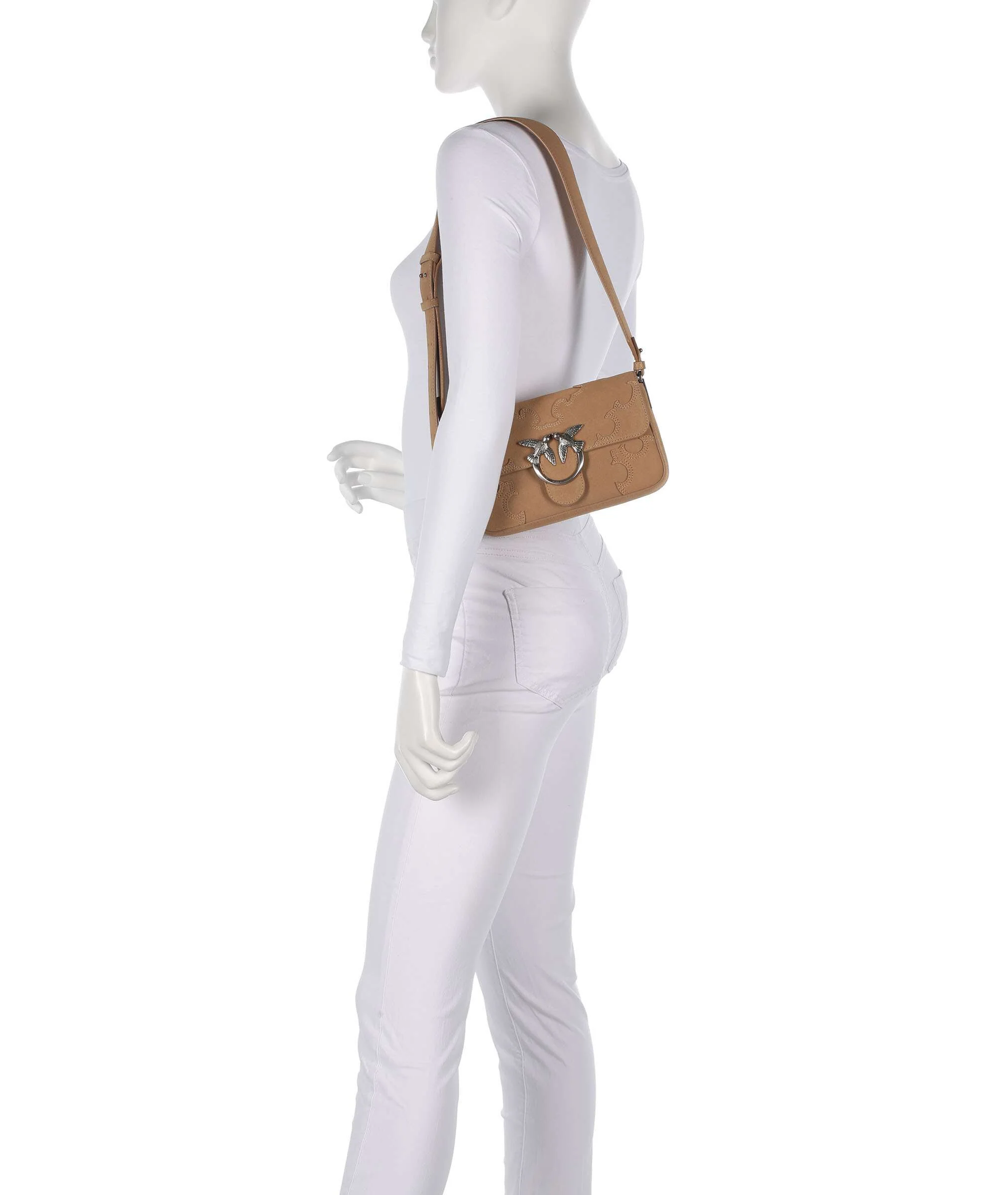 Pinko Love One Mini Slouchy Crossbody bag beige/scoiattolo/old silver - Image 4