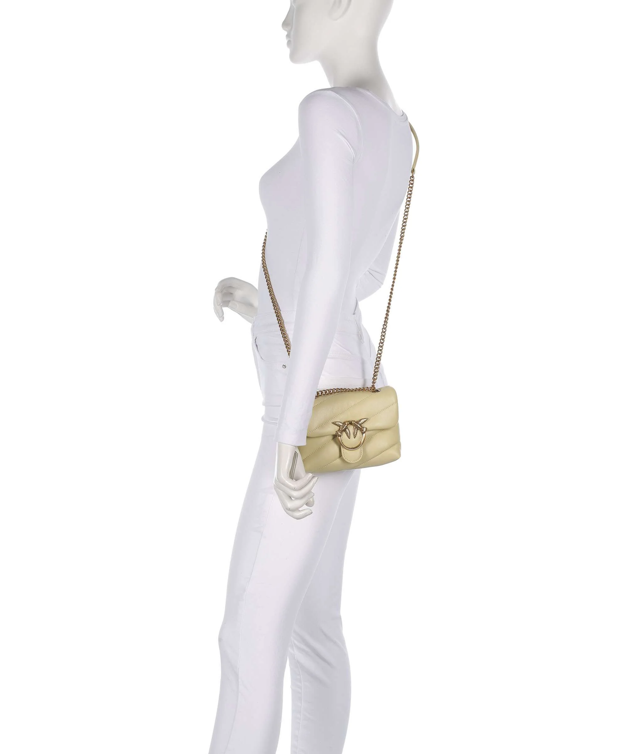 Pinko Love Puff Baby Shoulder bag giallo vaniglia/antique gold - Image 4