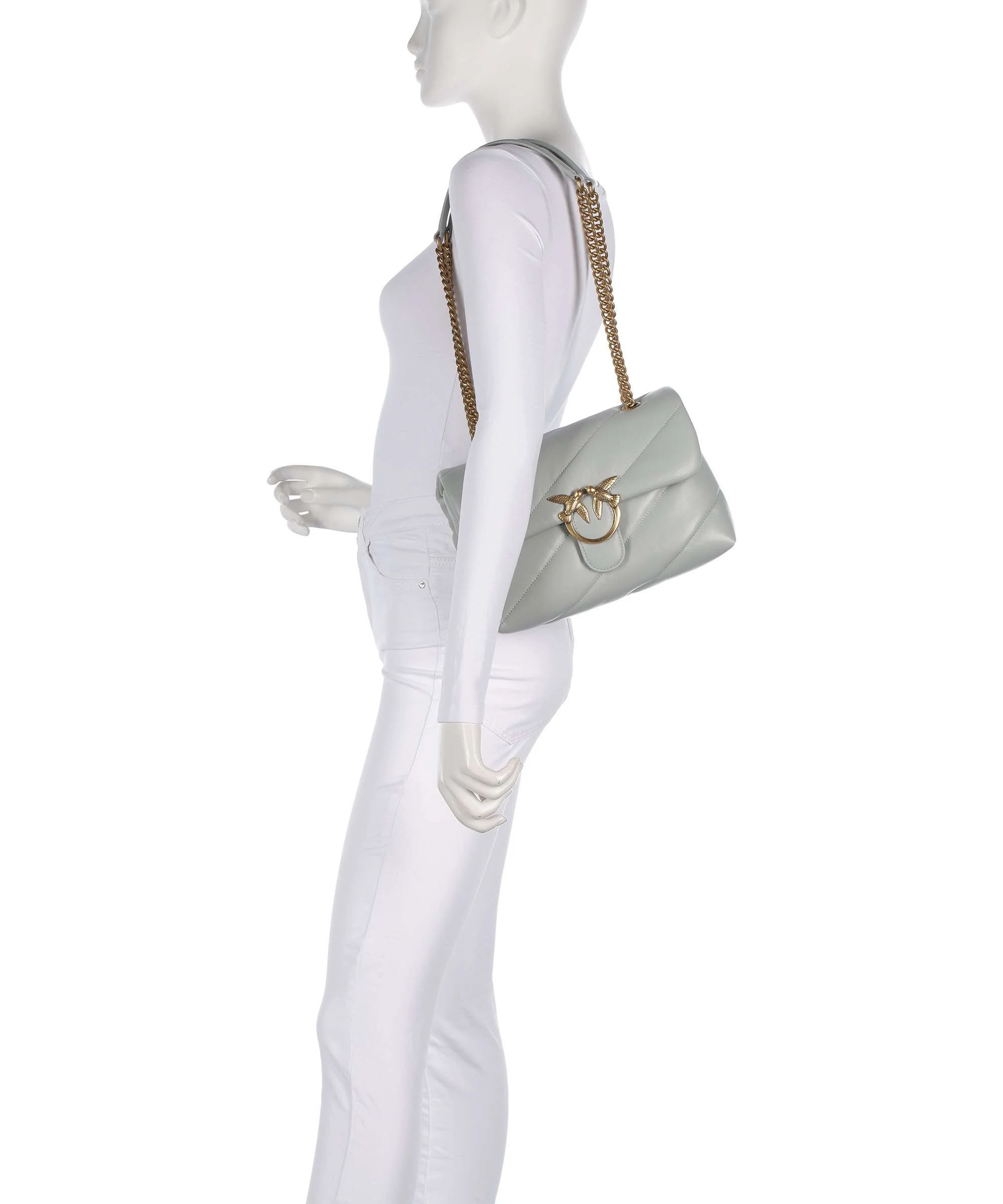 Pinko Love Puff Classic Shoulder bag grigio perla/antique gold - Image 3