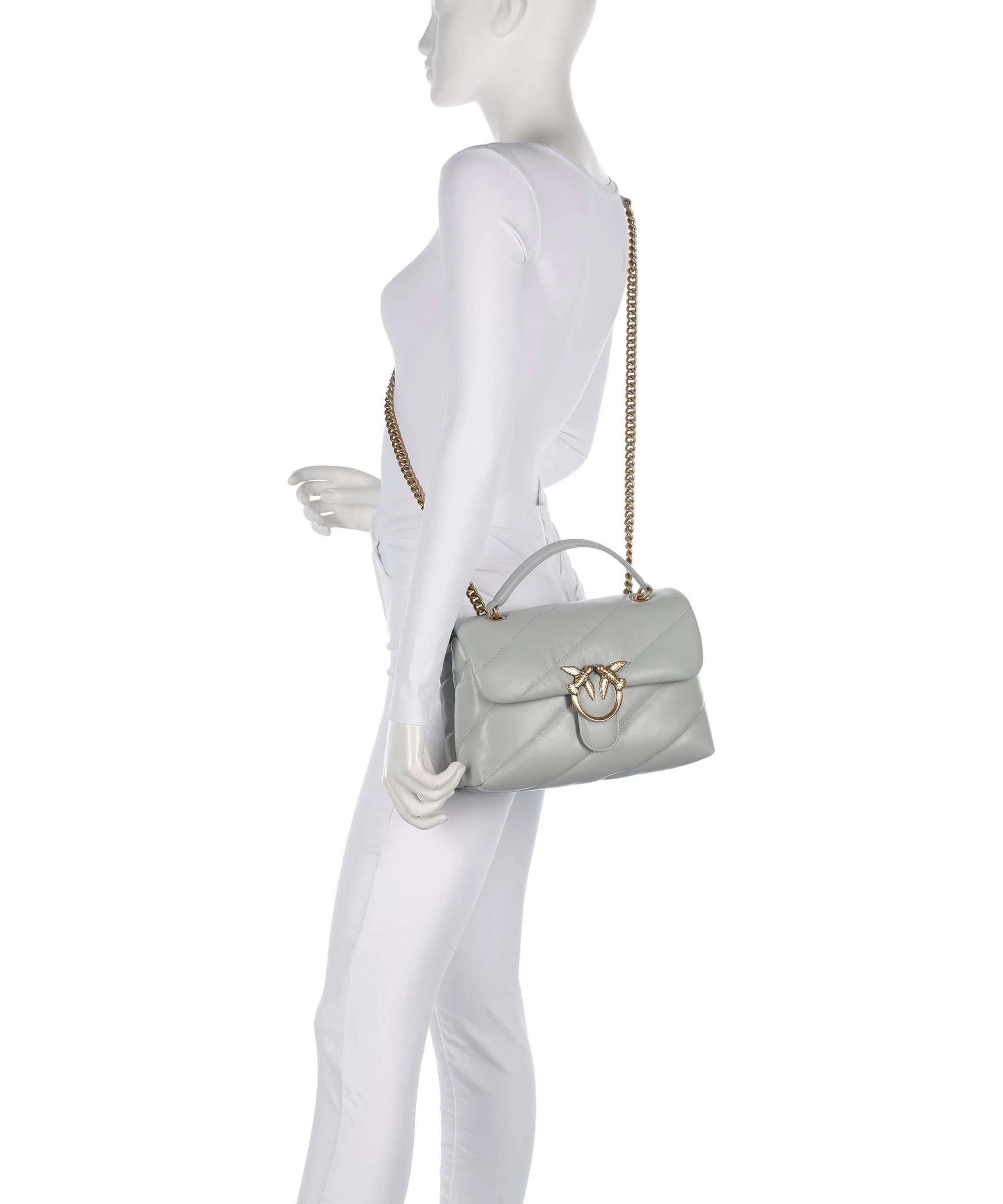 Pinko Love Puff Classic Shoulder bag grigio perla/antique gold - Image 4