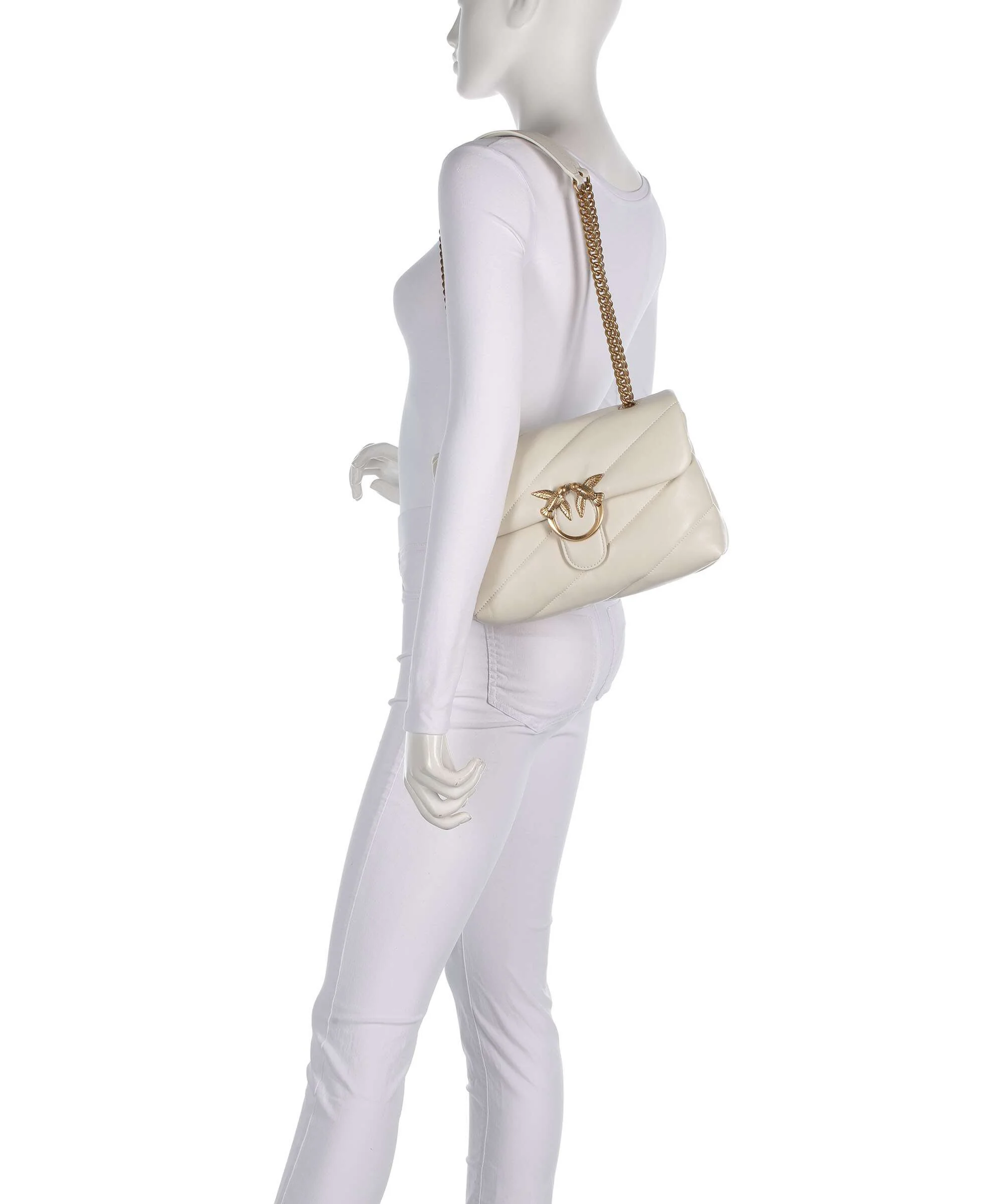 Pinko Love Puff Classic Shoulder bag bianco seta/antique gold - Image 3