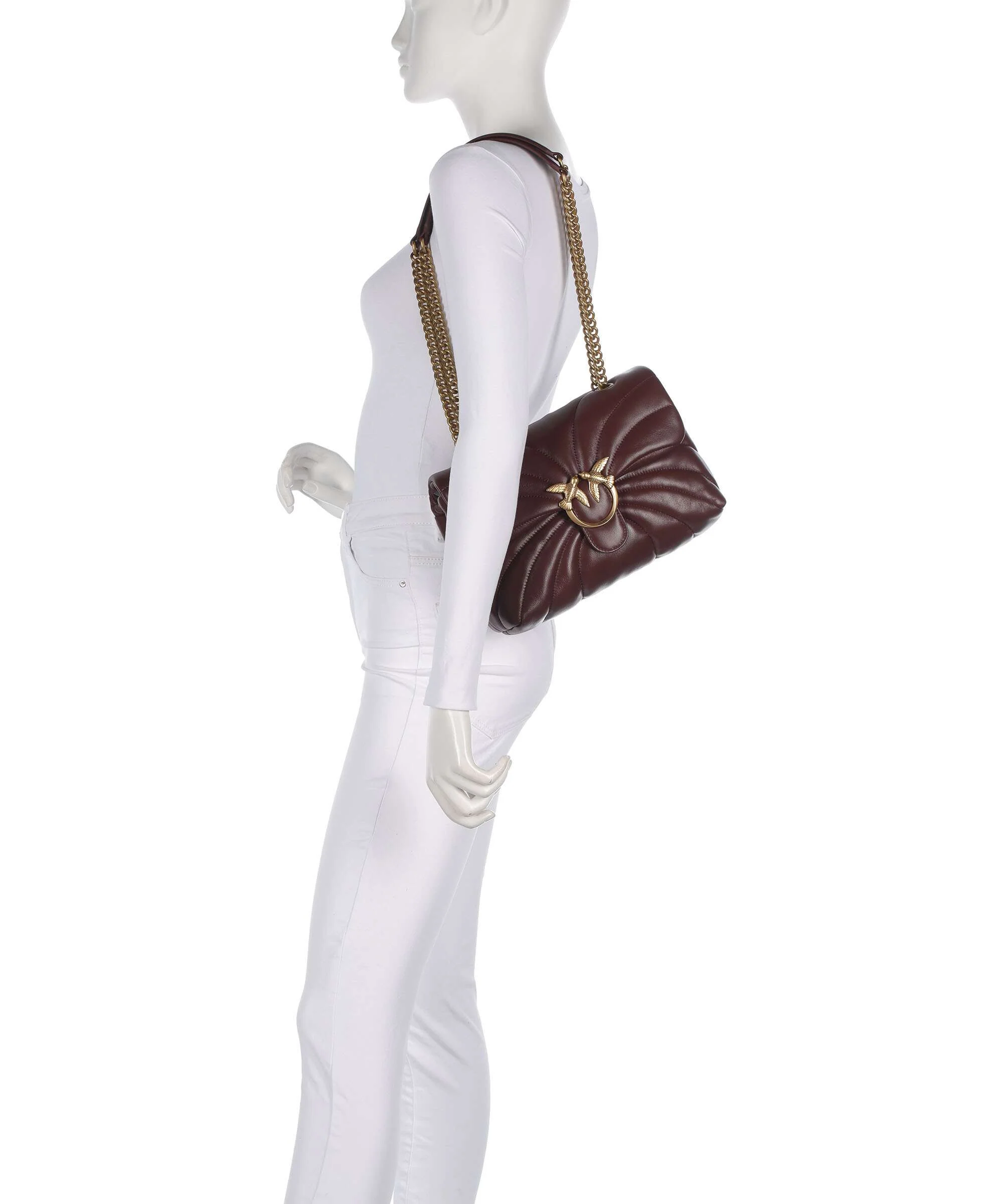 Pinko Love Puff Classic Shoulder bag burgundy wine/antique gold - Image 4