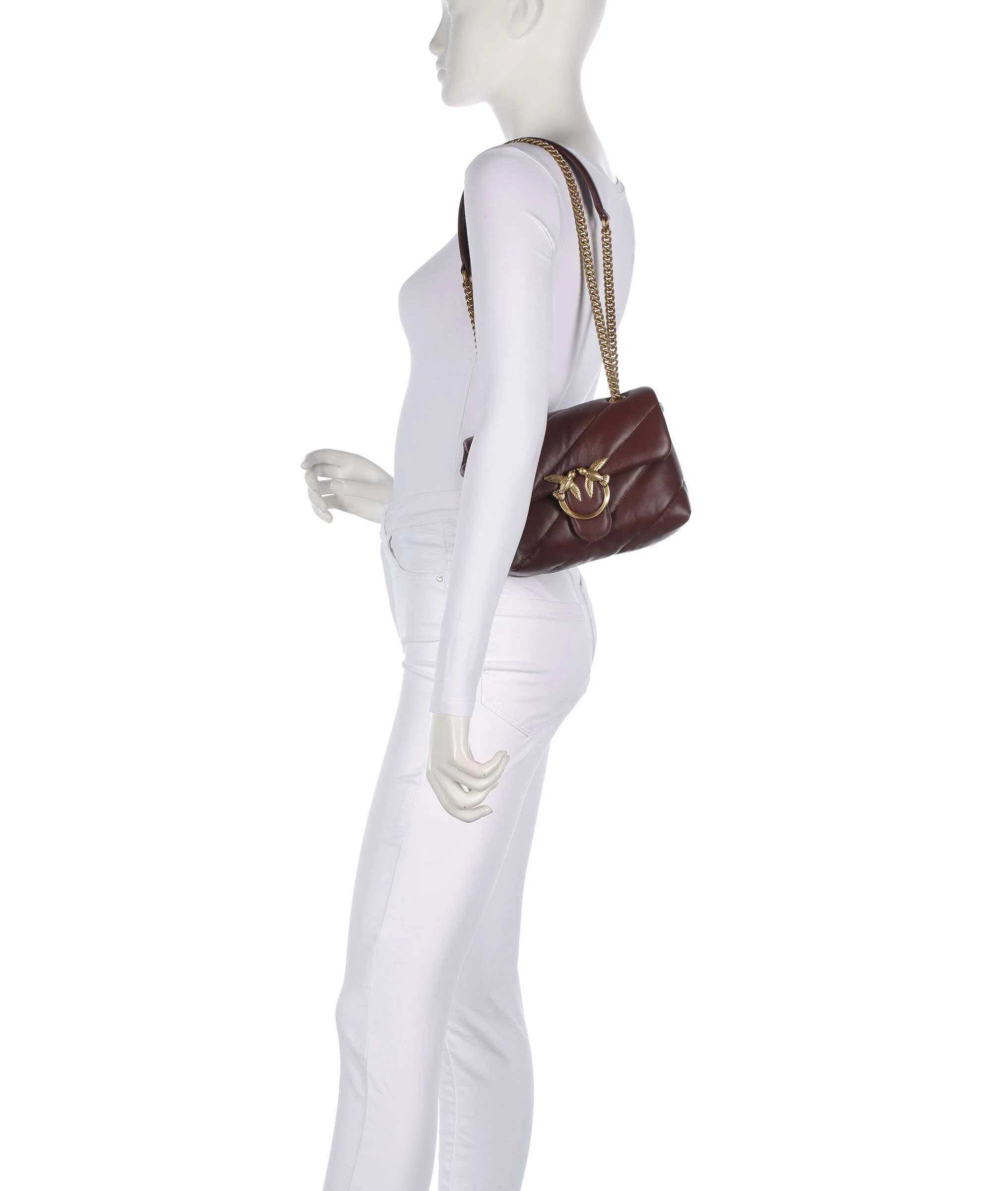 Pinko Love Puff Mini Shoulder bag burgundy wine/antique gold - Image 4