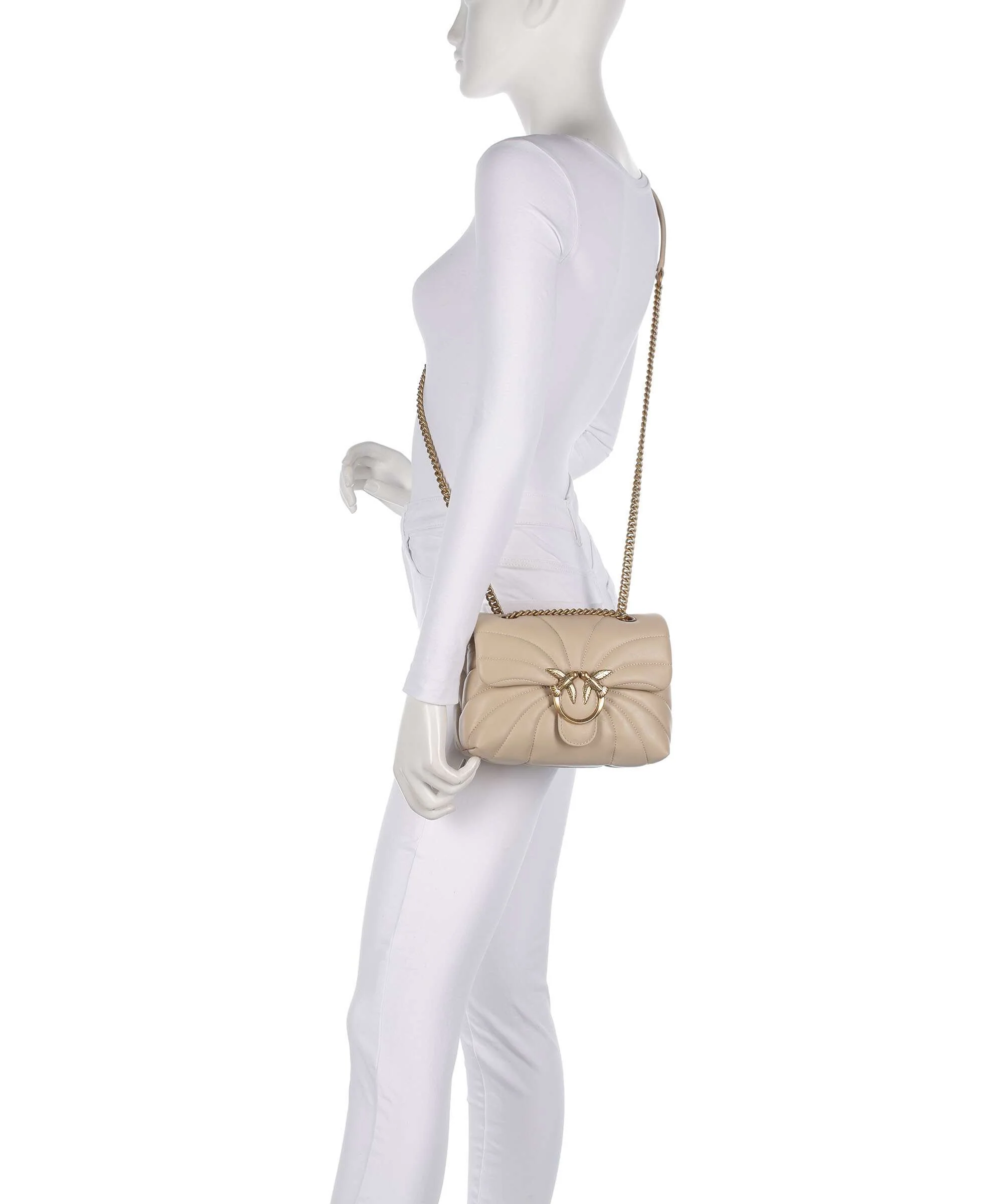 Pinko Love Puff Mini Shoulder bag beige/grigio fumo/antique gold - Image 3
