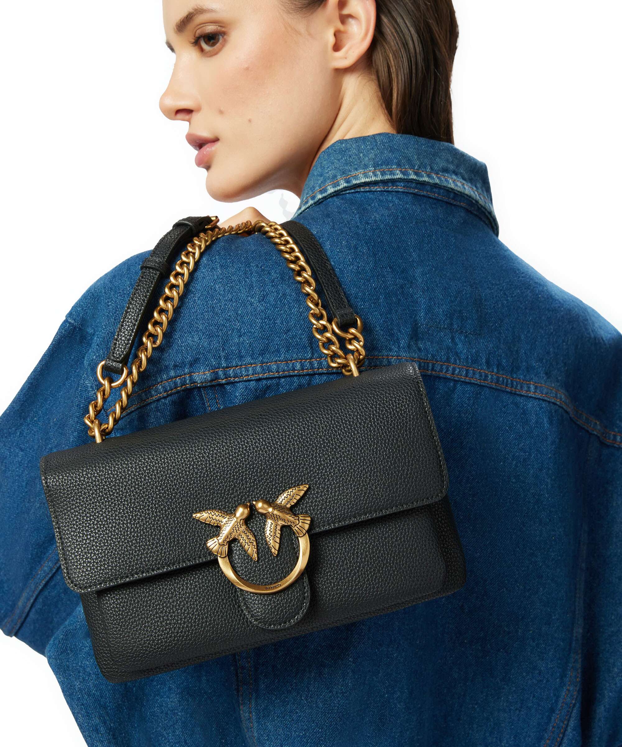 Pinko Love Soft Mini Shoulder bag nero/antique gold - Image 3