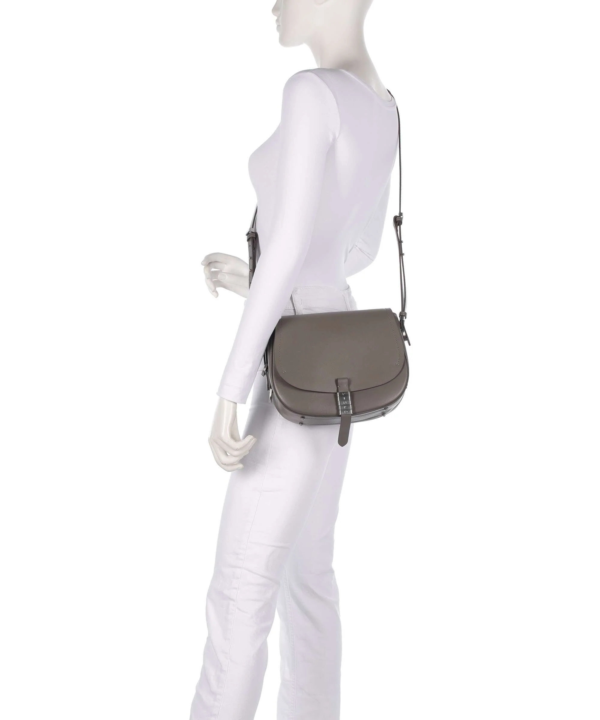 Pinko Saddle Classic Crossbody bag grigio asfalto/matt silver - Image 3