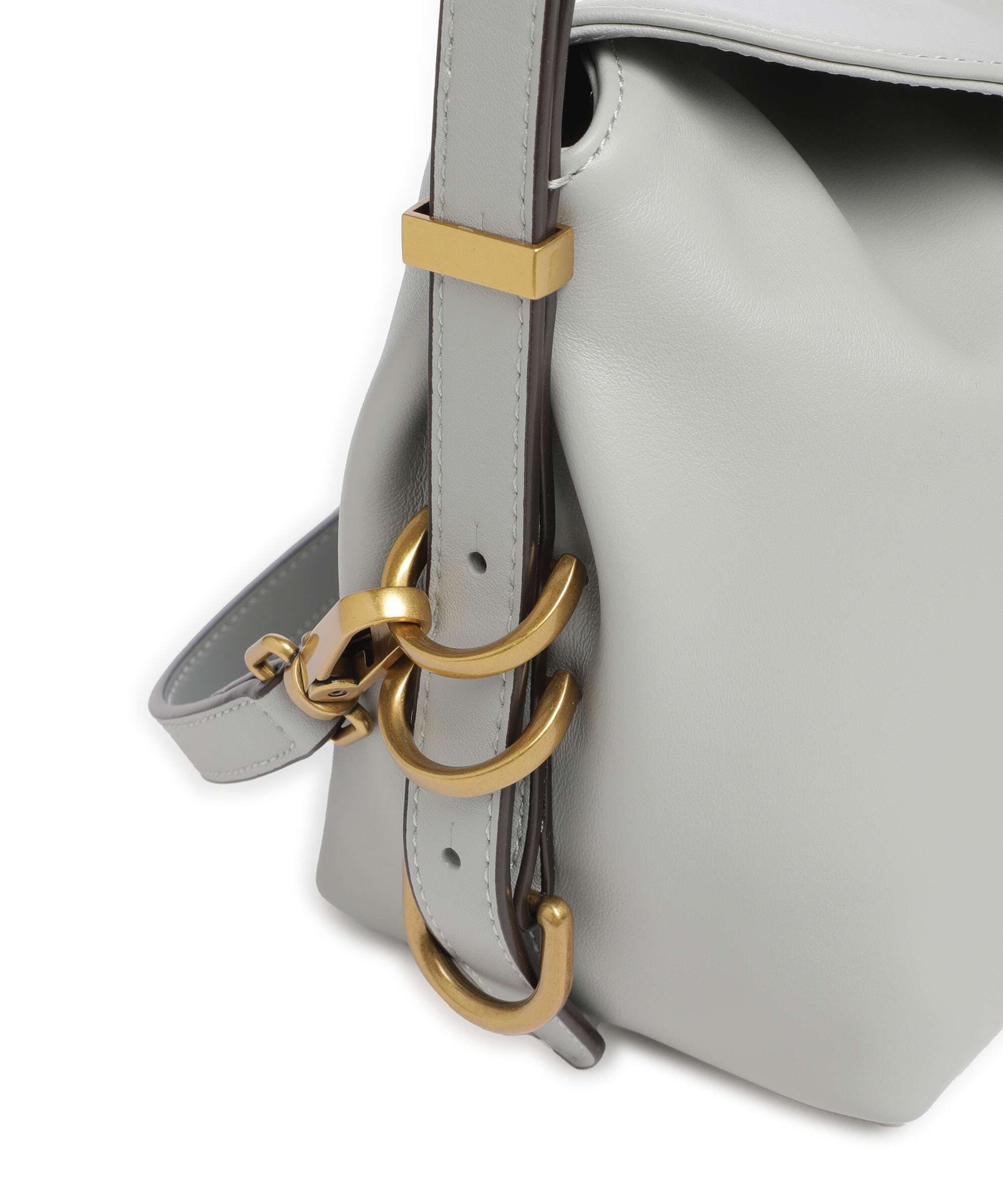 Pinko Saddle Horizontal Mini Shoulder bag grigio perla/antique gold - Image 4