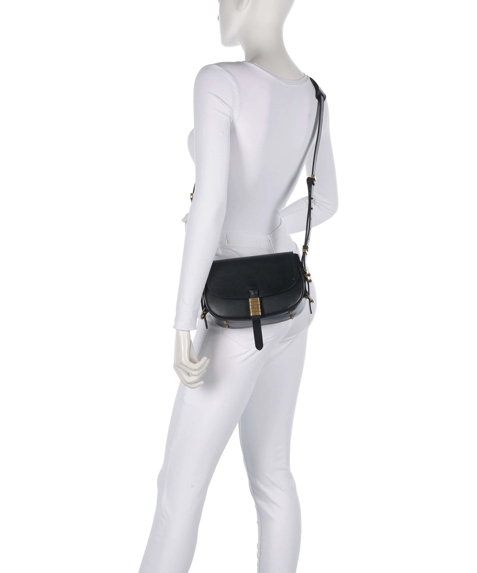 Pinko Saddle Mini Crossbody bag nero/antique gold - Image 3