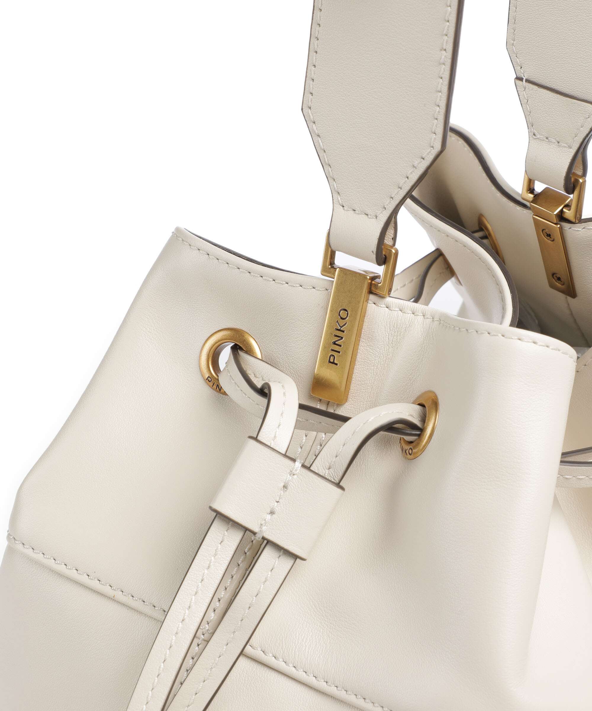 Pinko Secchiello Classic Bucket bag bianco seta/antique gold - Image 4