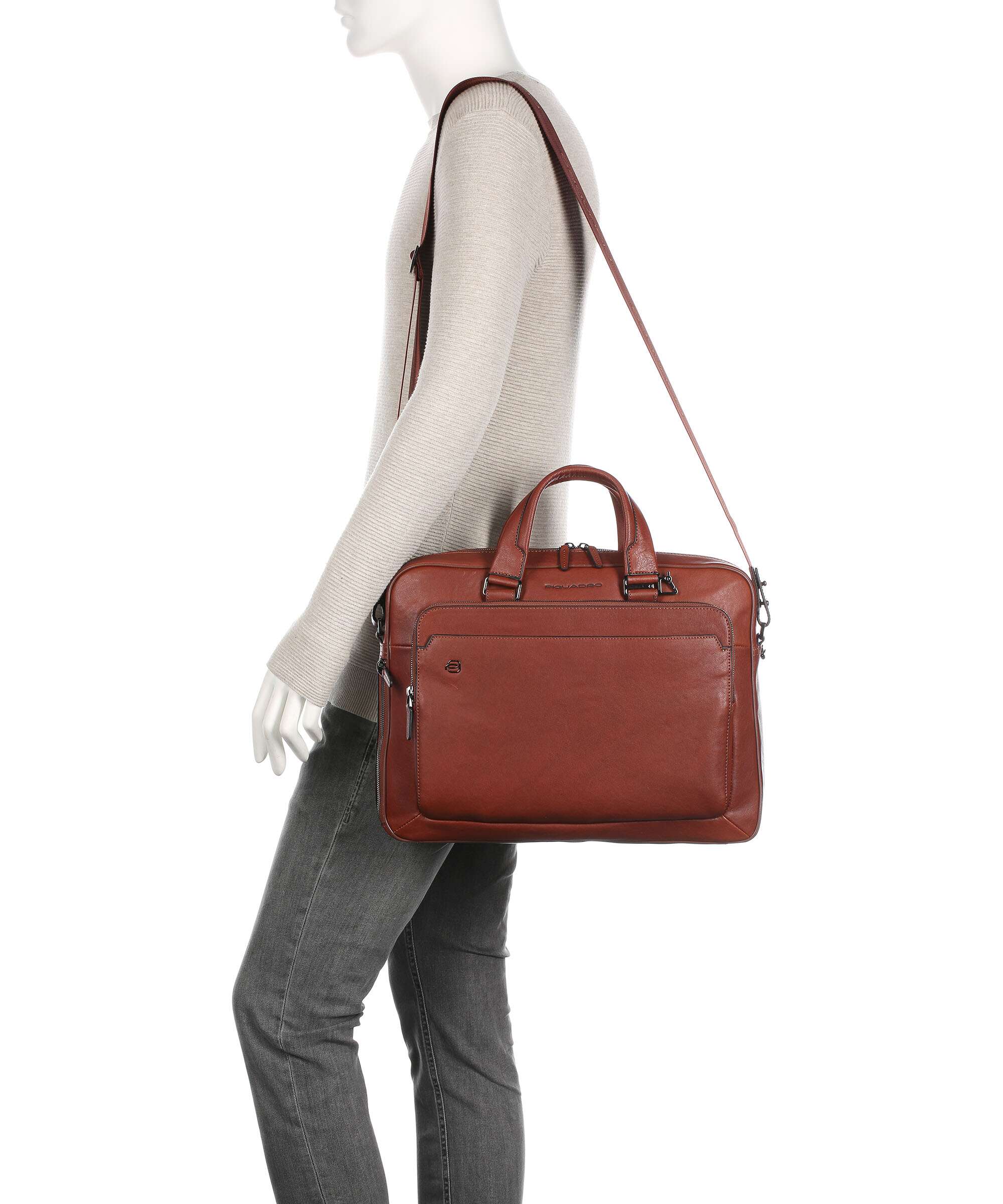 Piquadro Black Square Briefcase cuoio - Image 3