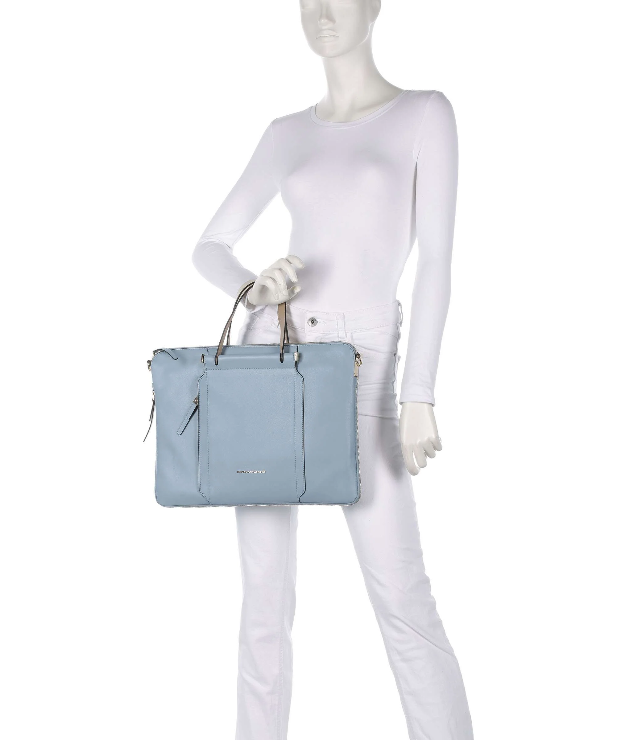 Piquadro Circle Briefcase light blue/beige - Image 3
