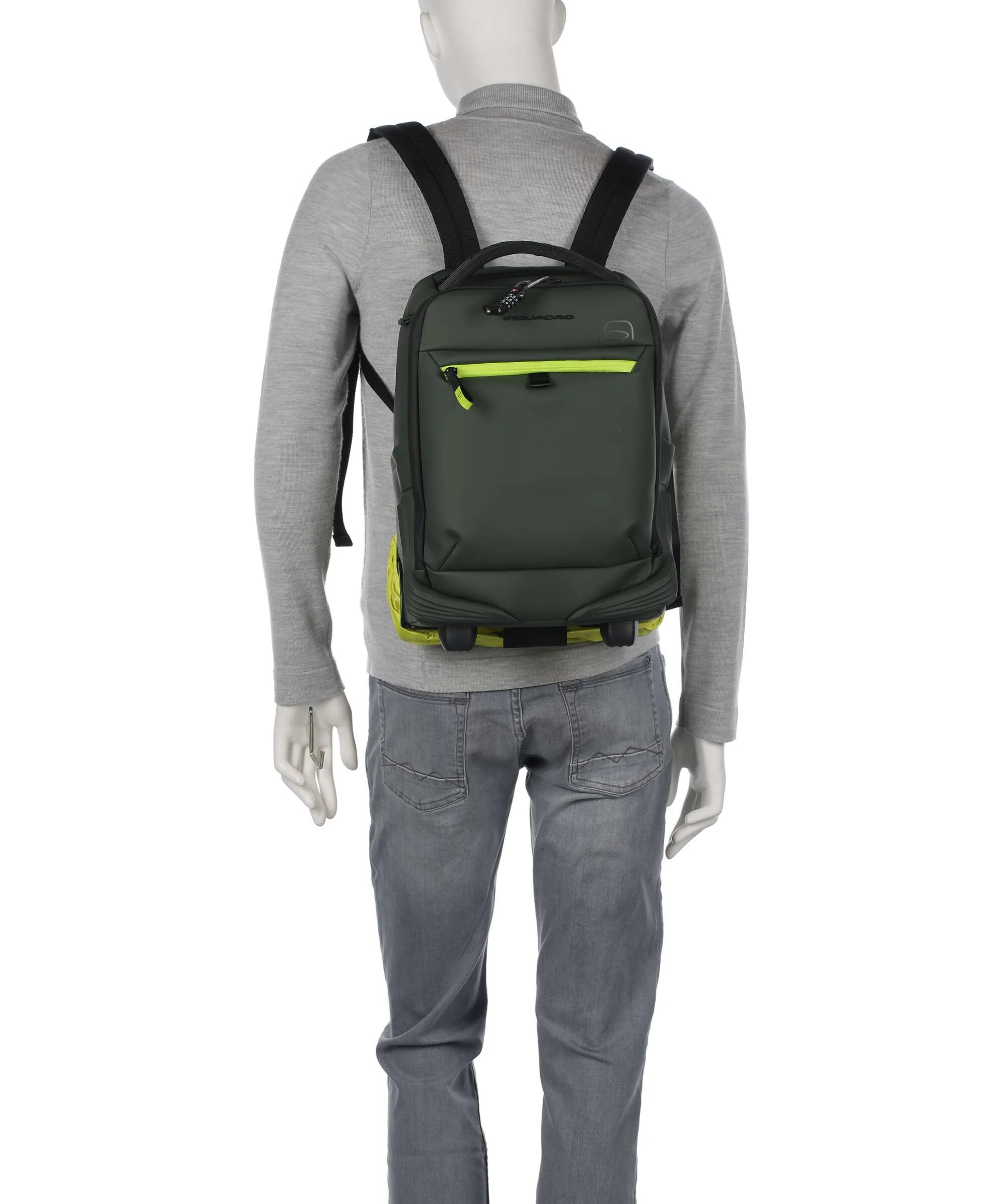 Piquadro Corner Backpack with wheels sage green - Image 3