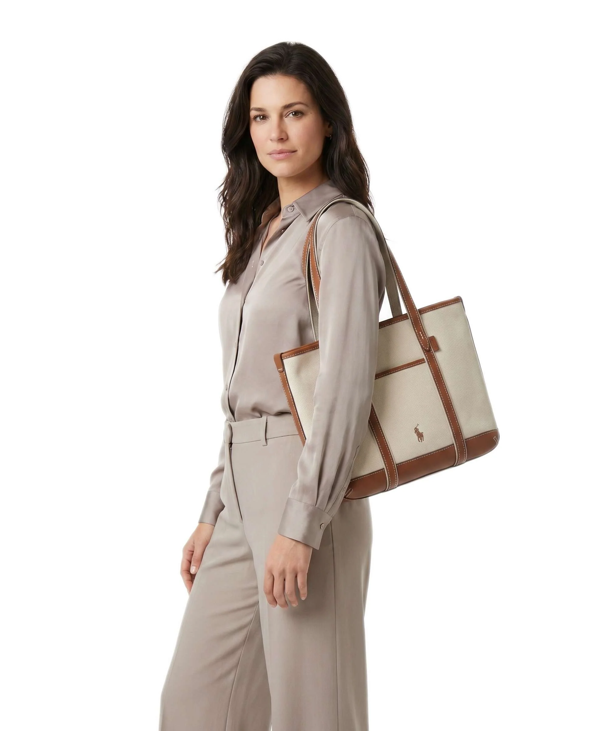 Polo Ralph Lauren Canvas Small Tote bag ecru/cuoio - Image 3