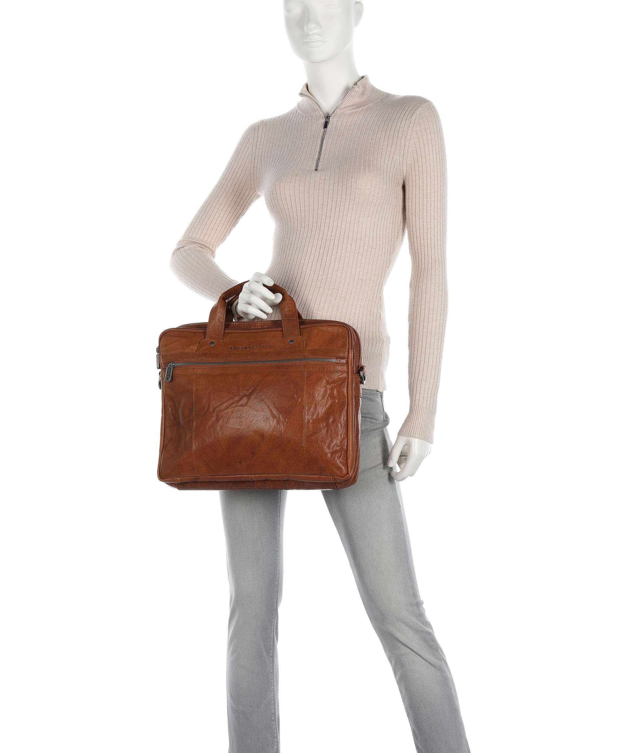 Spikes & Sparrow Bronco Briefcase brandy - Image 3