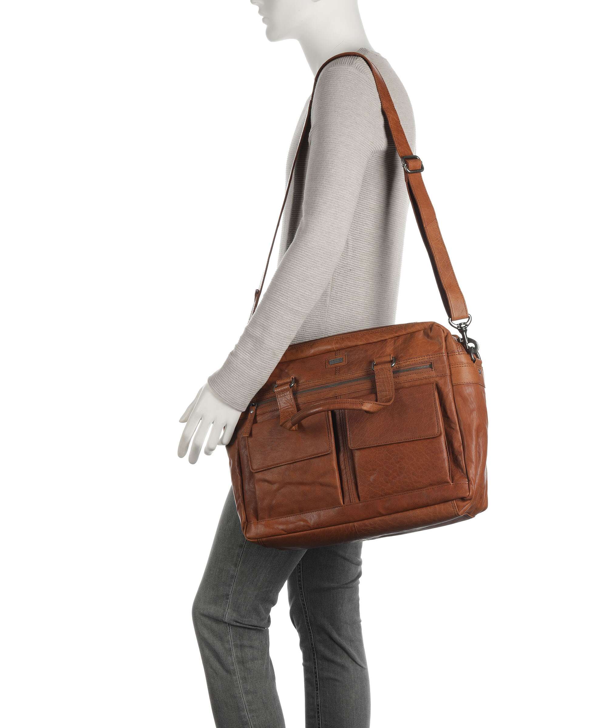 Spikes & Sparrow Bronco Briefcase cognac - Image 3