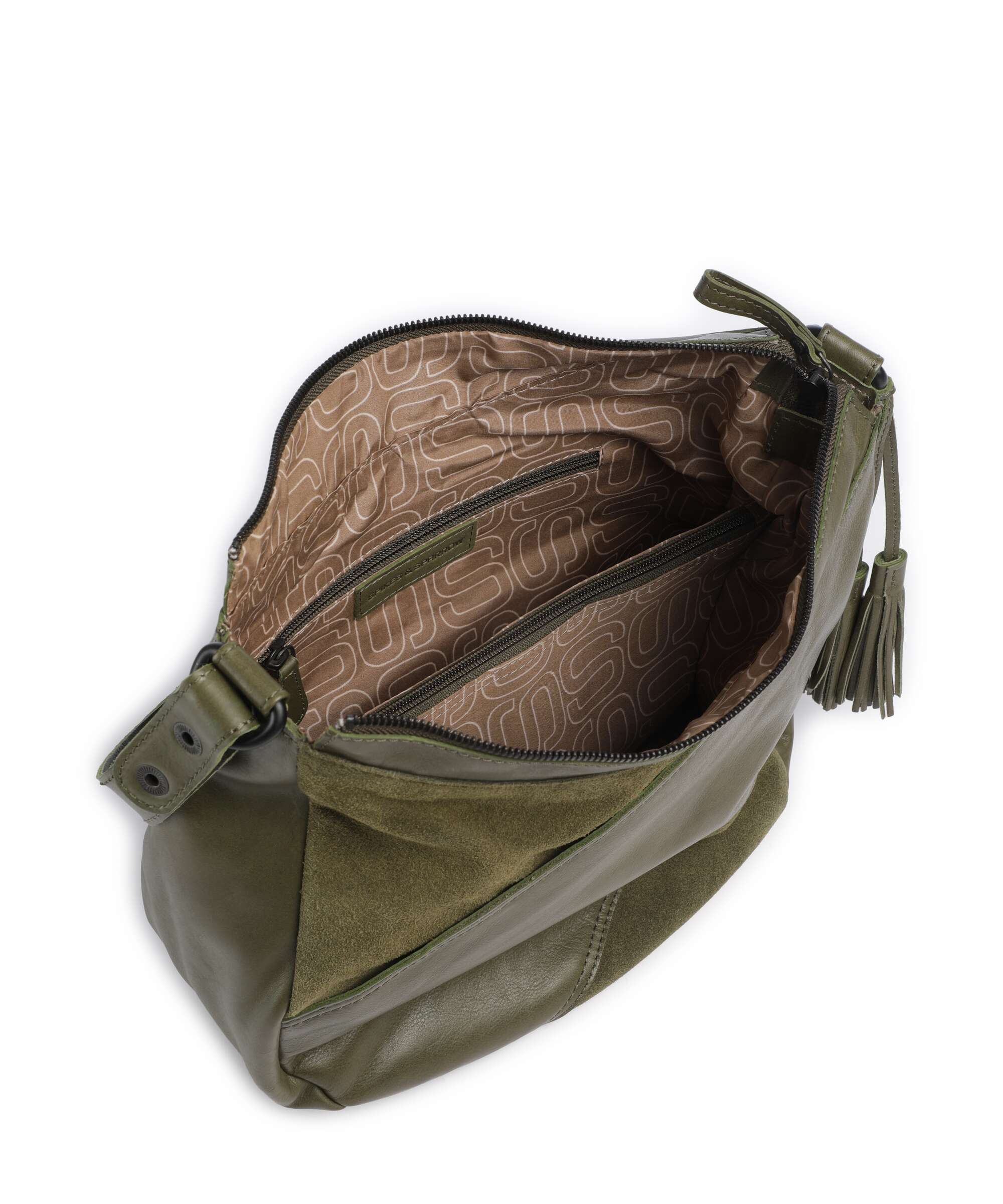 Spikes & Sparrow Suede Mix Natalia Hobo bag green - Image 5