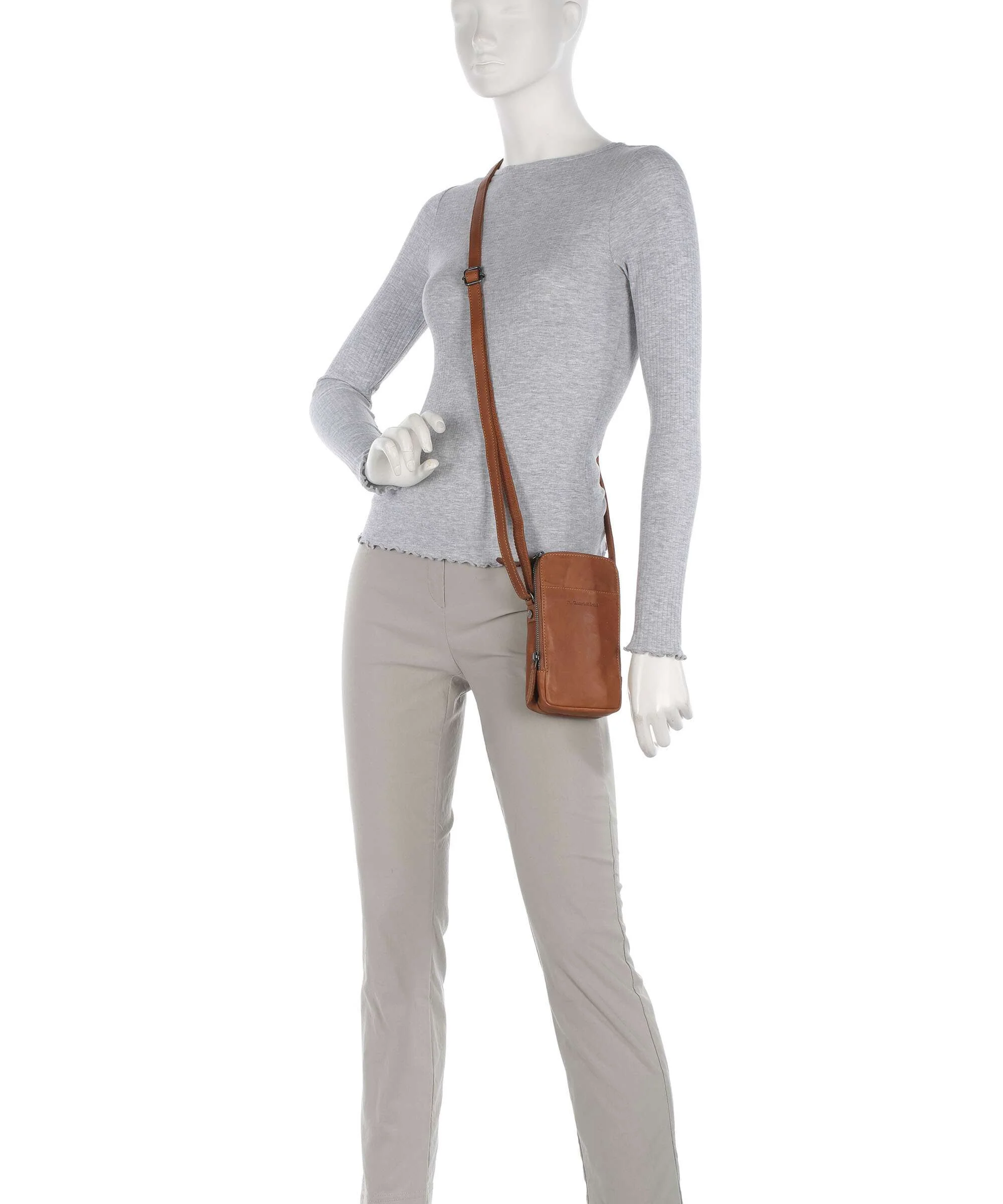 The Chesterfield Brand Cow Wax Pull Up Alesund Phone bag cognac - Image 3